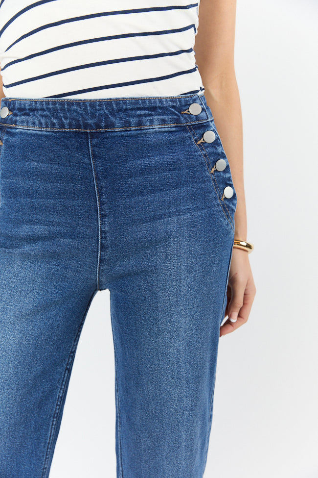 Sailor Medium Wash Wide Leg Jeans for Women - High Waist Comfort Denim Pants - Casual & Trendy Outfit for Everyday Wear, Street Style, and Weekend Looks
