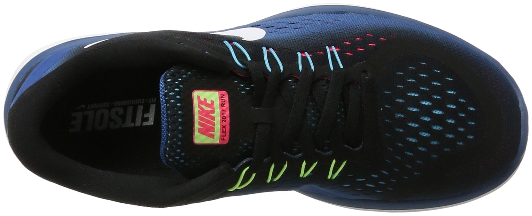Nike Women's Flex 2017 Running Shoes - Pure Black/White/Industrial Blue/Racer Pink - Size 11.5 | Lightweight Cushioned Sneakers for Jogging, Gym Workouts & Daily Walking