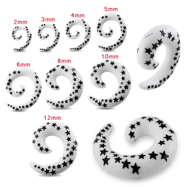Black Star UV Spiral Taper Ear Plugs for Stretching - 1 Piece - Perfect for Ear Gauging, Body Piercing Jewelry and Alternative Fashion