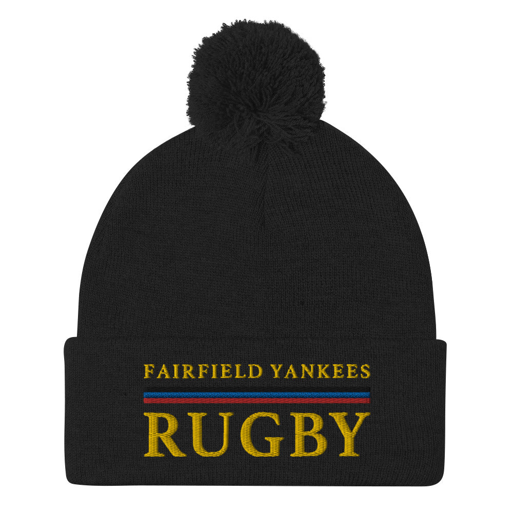 Fairfield Yankees RFC Pom Beanie - Winter Knit Hat for Men & Women - Cozy & Warm Team Logo Beanie for Football Fans - Perfect for Cold Weather, Outdoor Sports & Game Day