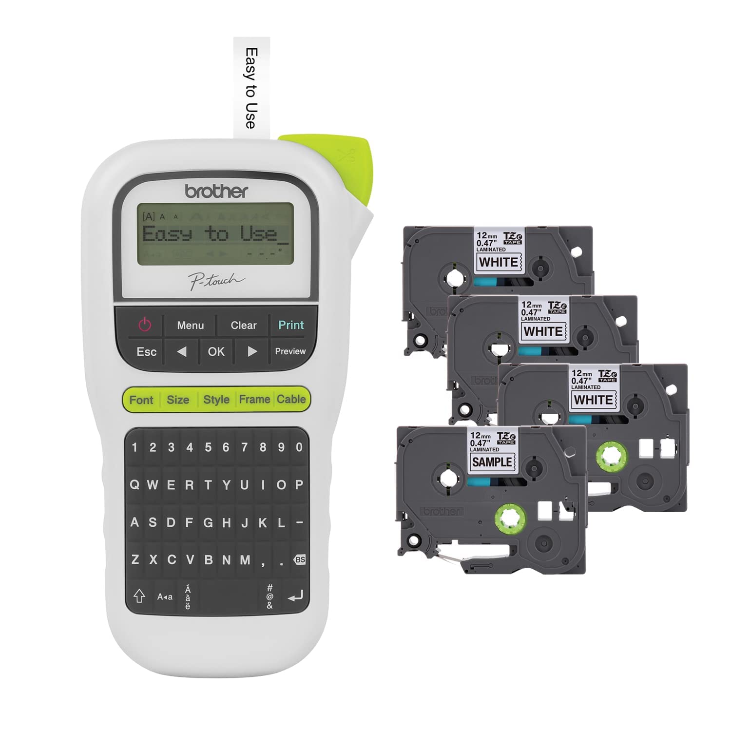 Brother P-Touch PTH110BP Portable Label Maker Kit with 4 Label Tapes - Compact White Labeling Machine for Home, Office & Organization | Perfect for Filing, Storage & Craft Projects