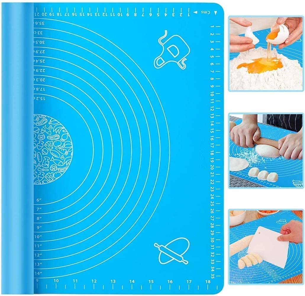 Hriman Large Silicone Fondant Rolling Mat with Measurements - Non-Stick Stretchable Baking Sheet for Roti, Chapati, Cake, Dough Kneading - Perfect for Kitchen Baking & Cooking - Ideal for Home Bakers & Professional Chefs