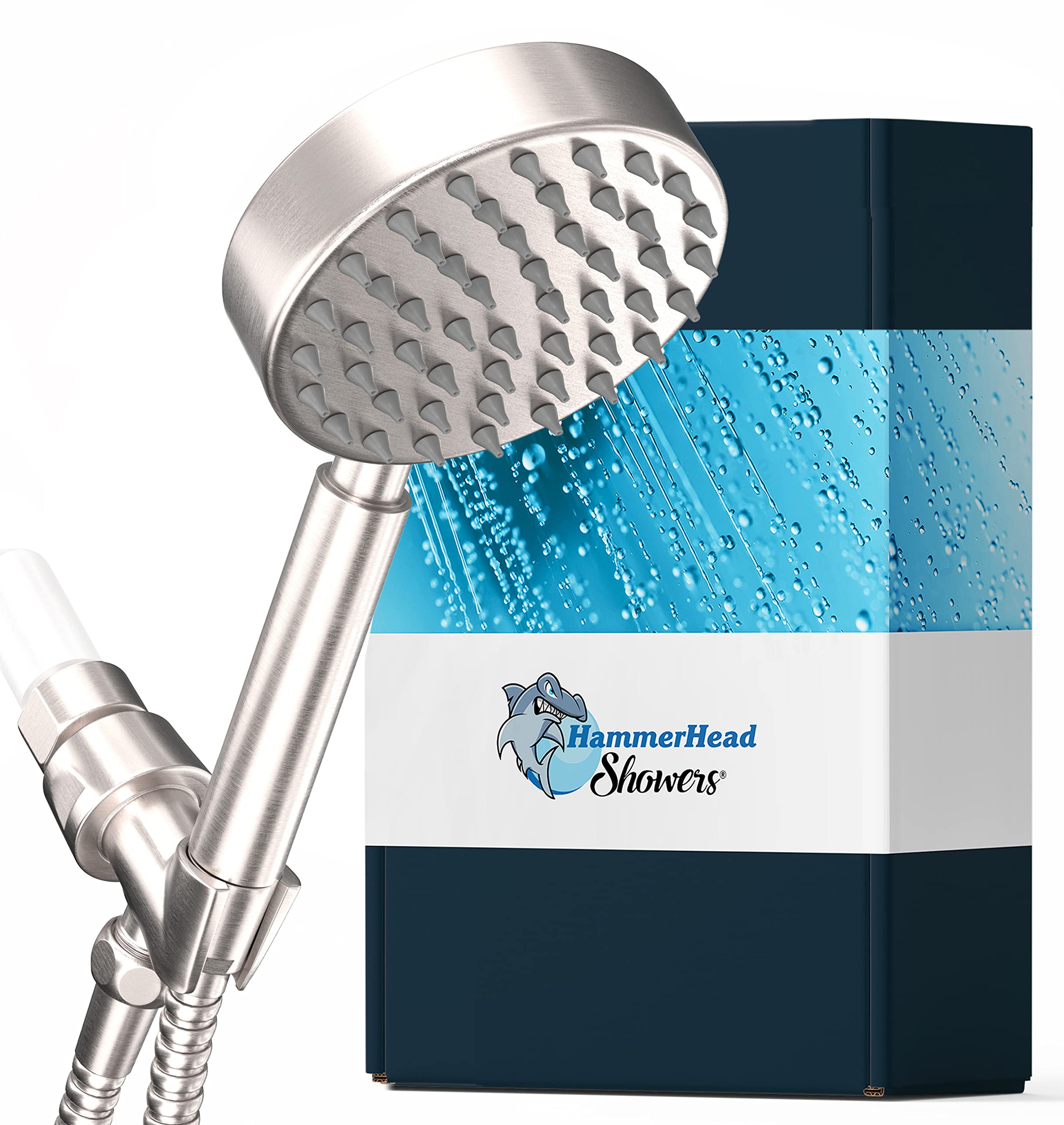 Premium All-Metal Handheld Shower Head with 6ft Hose & Brass Holder - Brushed Nickel Finish - 2.5 GPM High Pressure Showerhead - Adjustable Shower Wand Bracket - Perfect for Bathrooms, Spa-Like Experience & Pet Washing