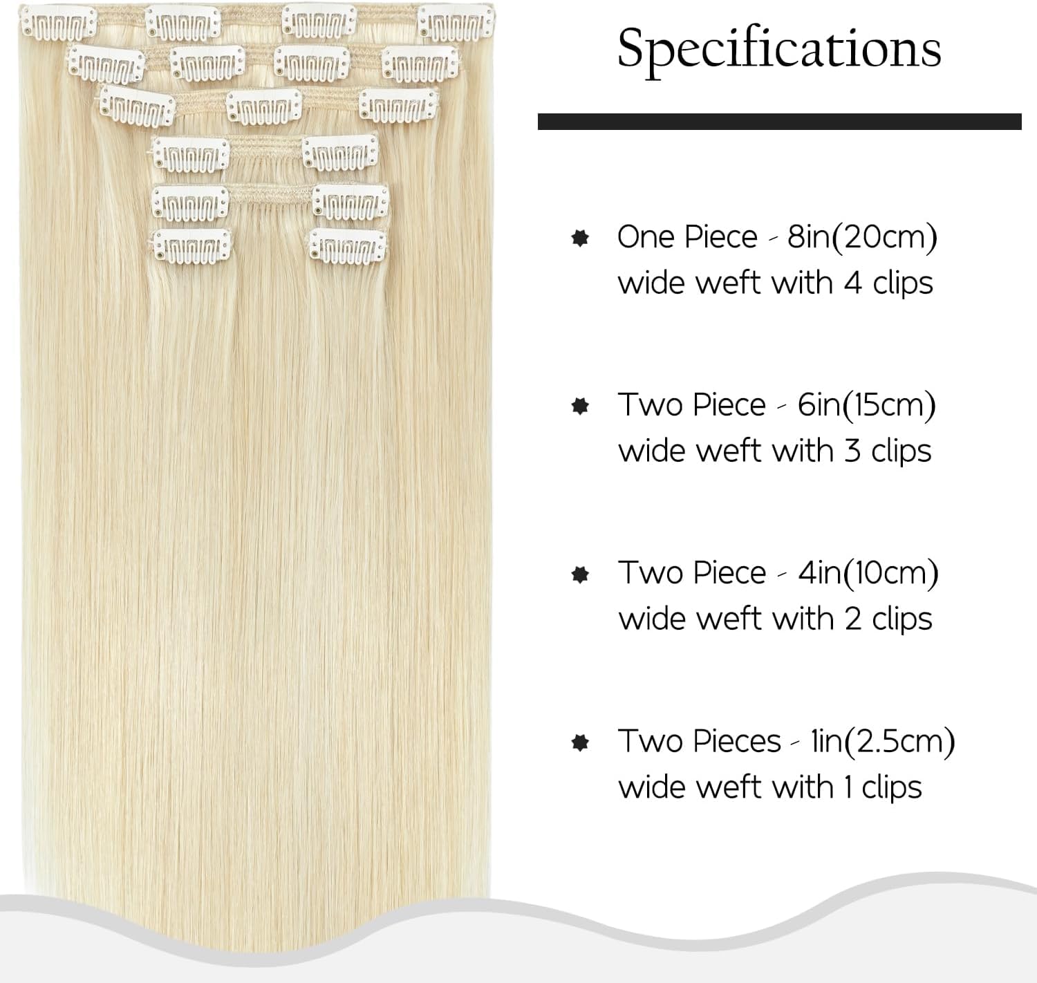 HUAYI Platinum Blonde 20 Inch Human Hair Clip-In Extensions - 7pcs 120g 100% Real Human Hair for Women (#60) | Perfect for Parties, Weddings & Daily Styling