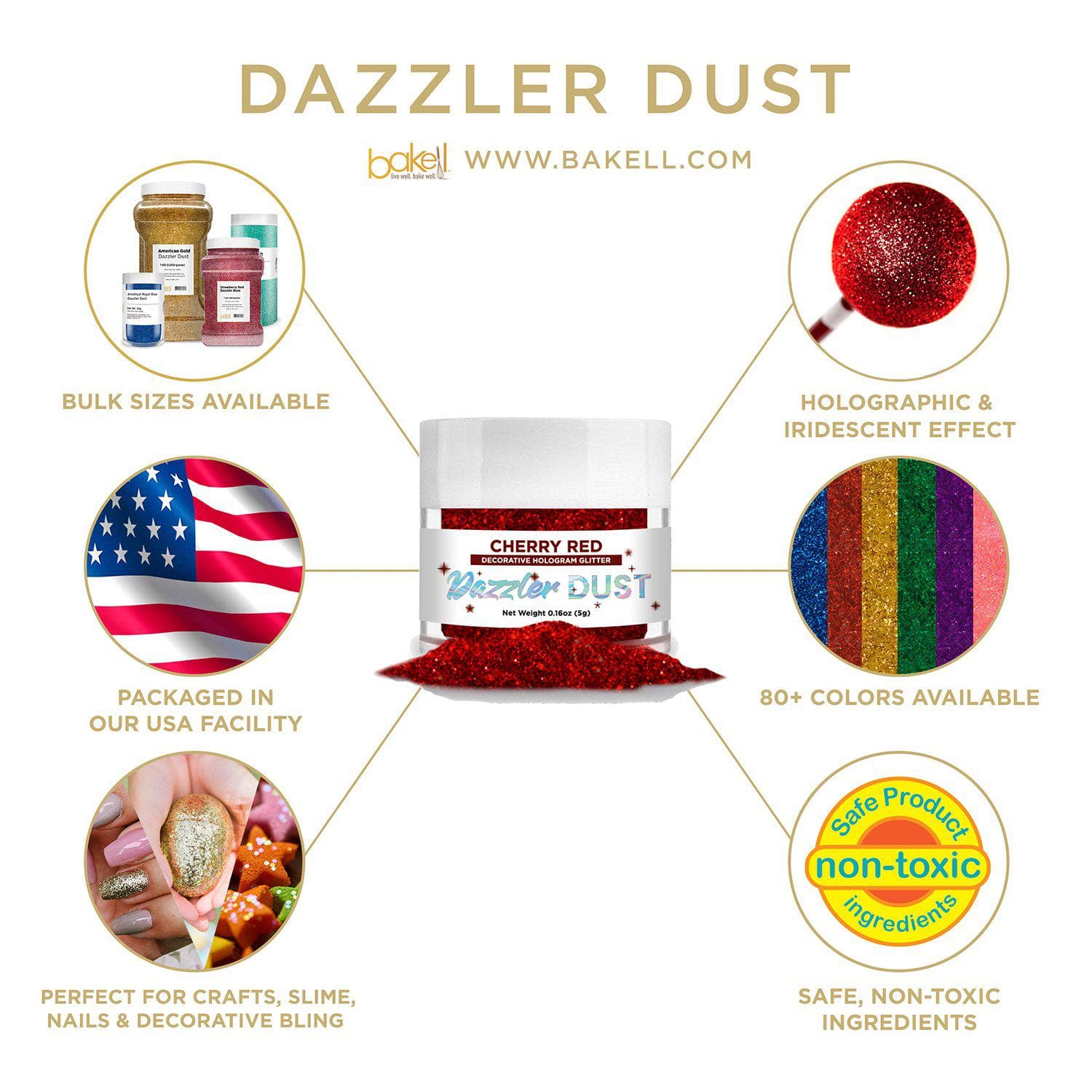 Premium Cherry Red Dazzler Dust® - 5 Gram Jar of Vibrant Cosmetic Glitter for Face, Body & Nail Art - Perfect for Makeup, Festival Looks & DIY Crafts