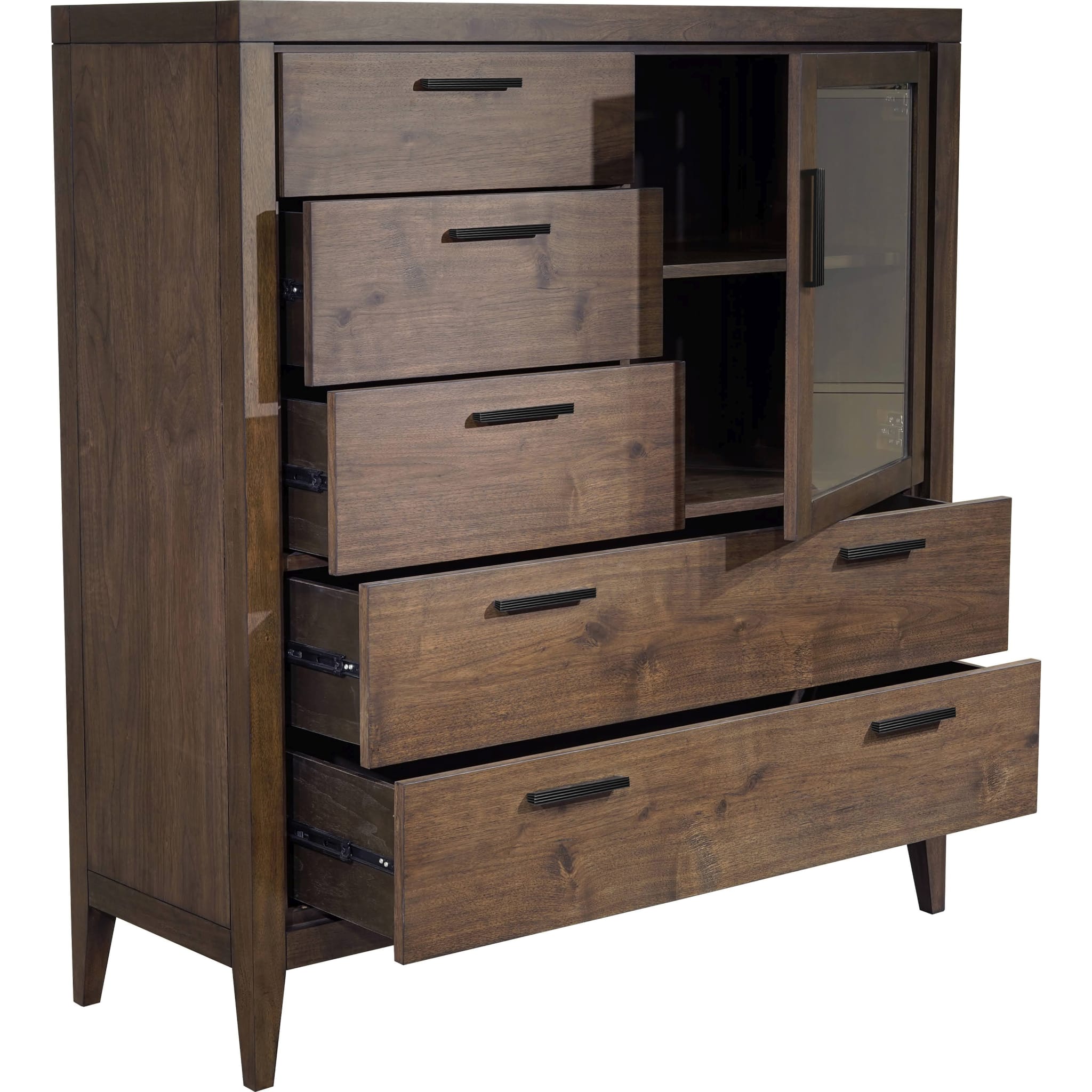 Boracay 5-Drawer 1-Door Walnut Sweater Chest Dresser - Wild Oats Brown (2024) | Perfect for Bedroom Storage, Closet Organization & Home Decor