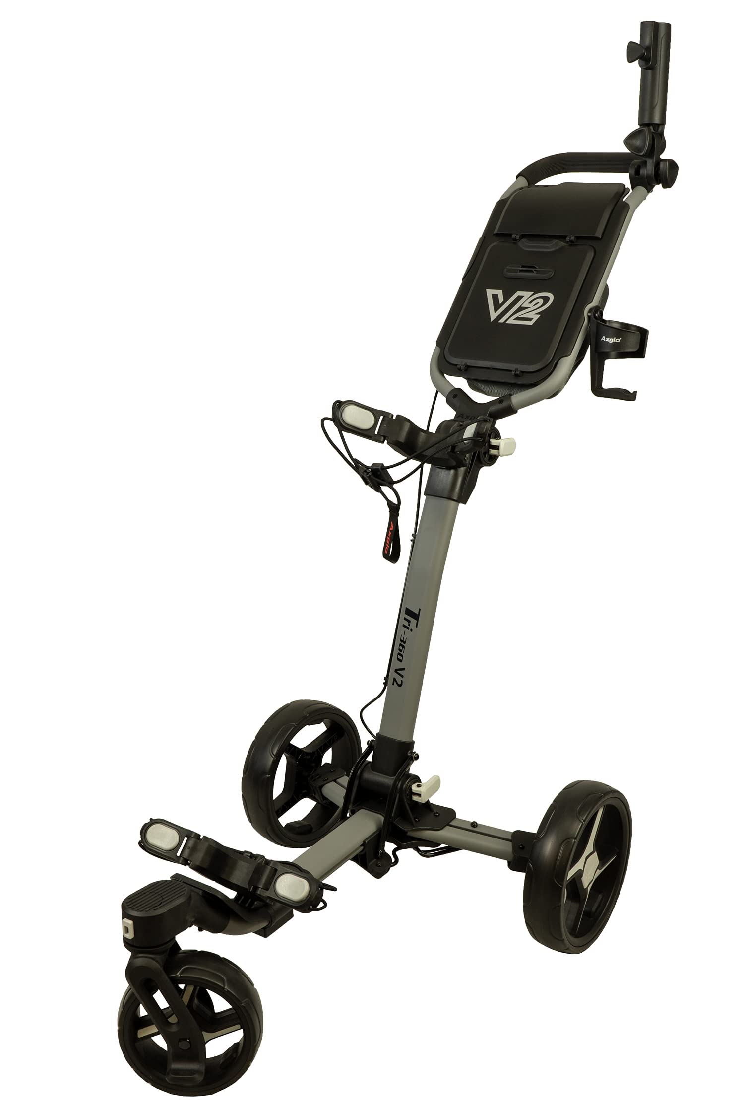 V2 Golf Push Cart - Lightweight Collapsible Golf Trolley with Swivel Front Wheels, Umbrella Holder & Beverage Holder - Perfect for Golf Courses, Driving Ranges & Outdoor Practice