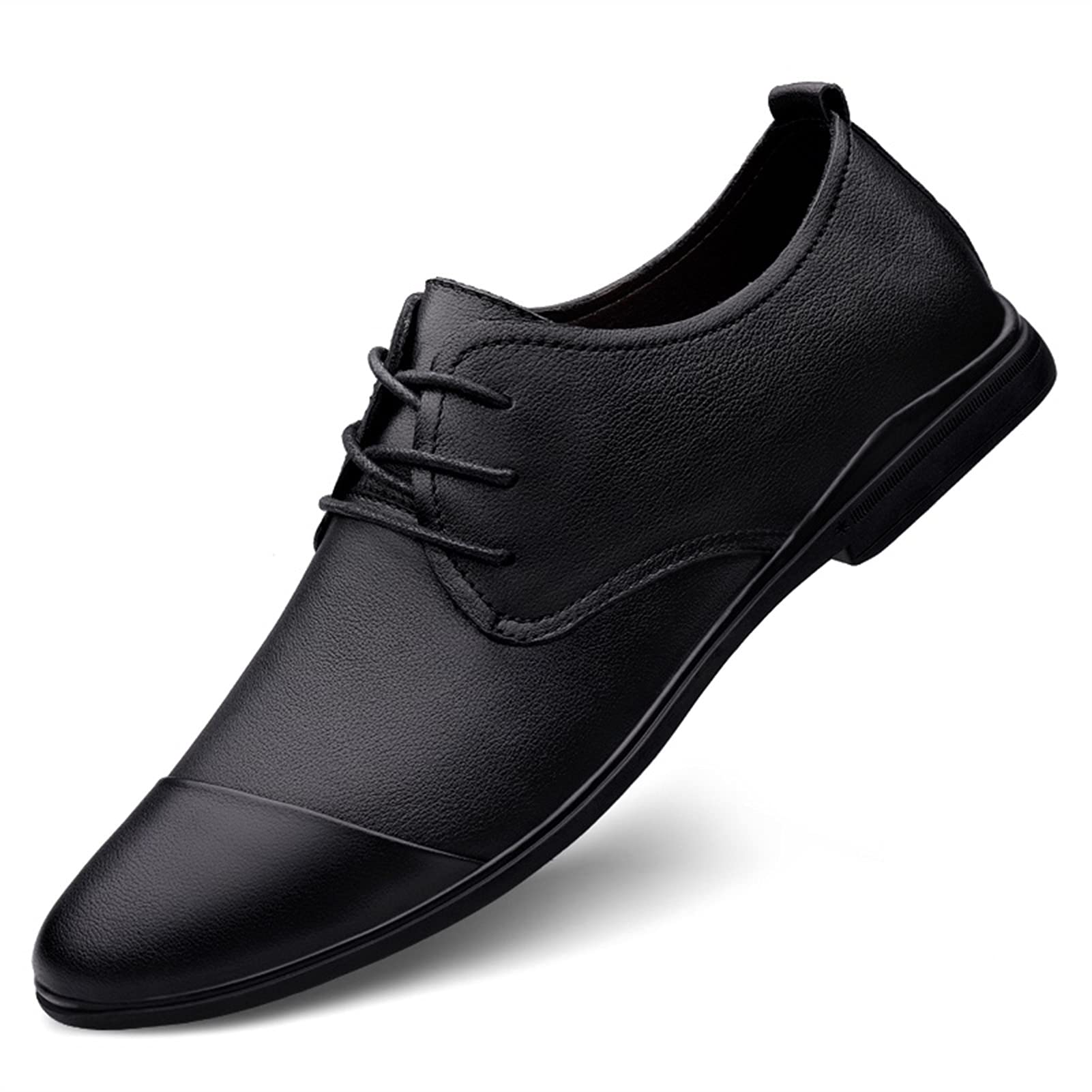 Men's Oxford Derby Shoes - Leather Lace-Up Round Cap Toe Business Dress Shoes with Non-Slip Durable Sole | Perfect for Office, Formal Events & Professional Occasions
