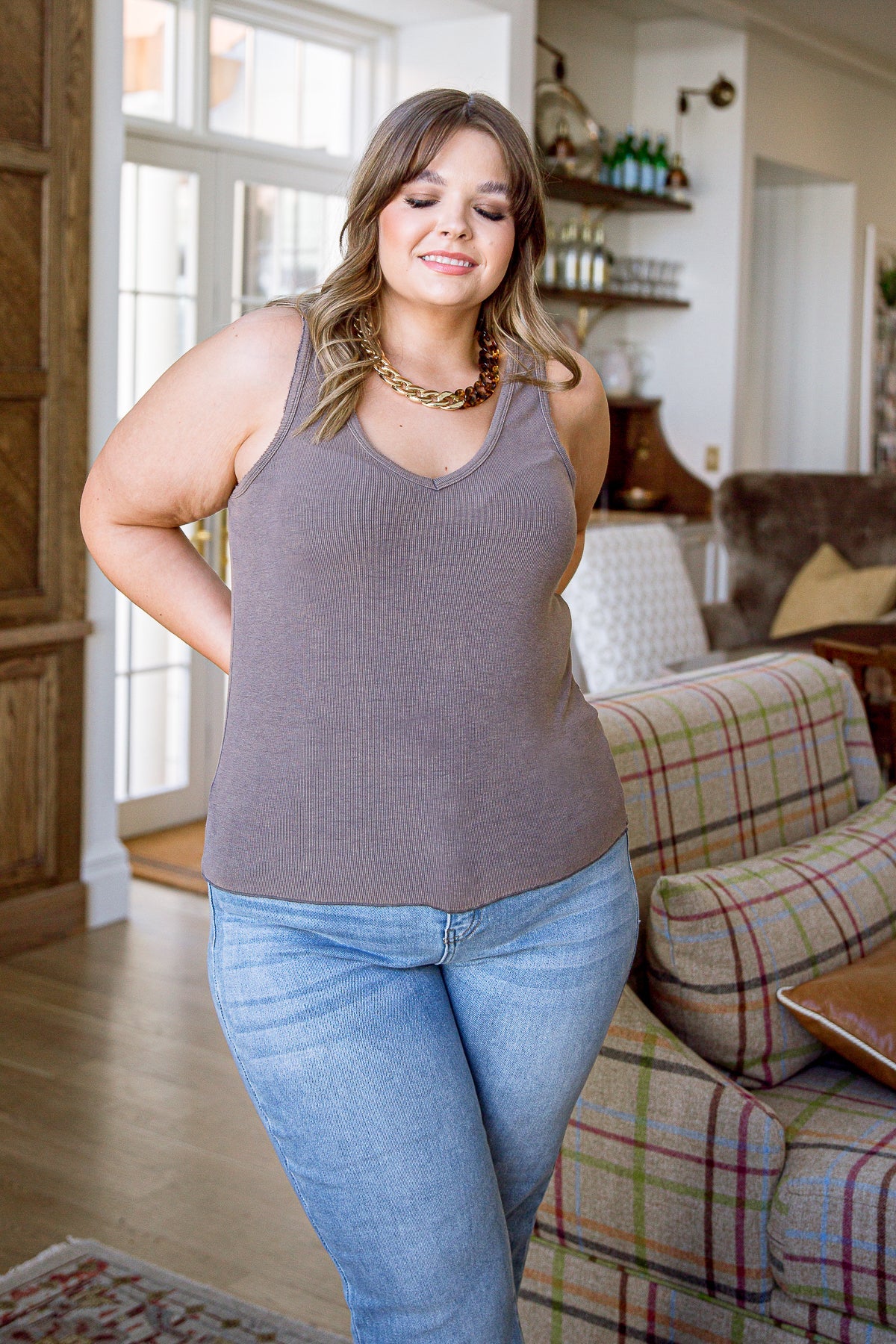 Stay Easy Tank Top in Bronze - Comfortable & Stylish Women's Casual Wear for Everyday Outfits, Yoga, and Lounge