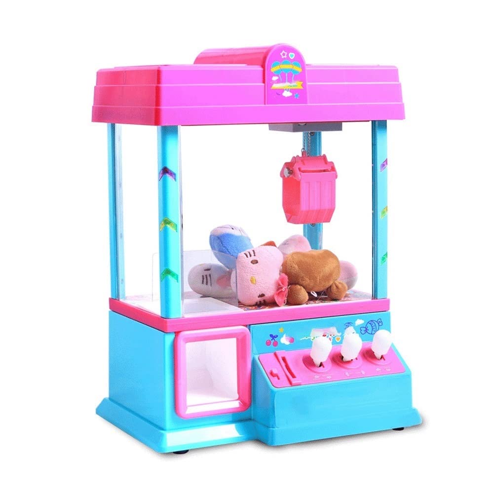 Mini Electronic Claw Machine - Coin-Operated Arcade Game with Music & LED Lights | Interactive Parent-Child Toy for Kids Birthday & Party Fun | Candy & Prize Grabber for Home & Game Room (Pink)