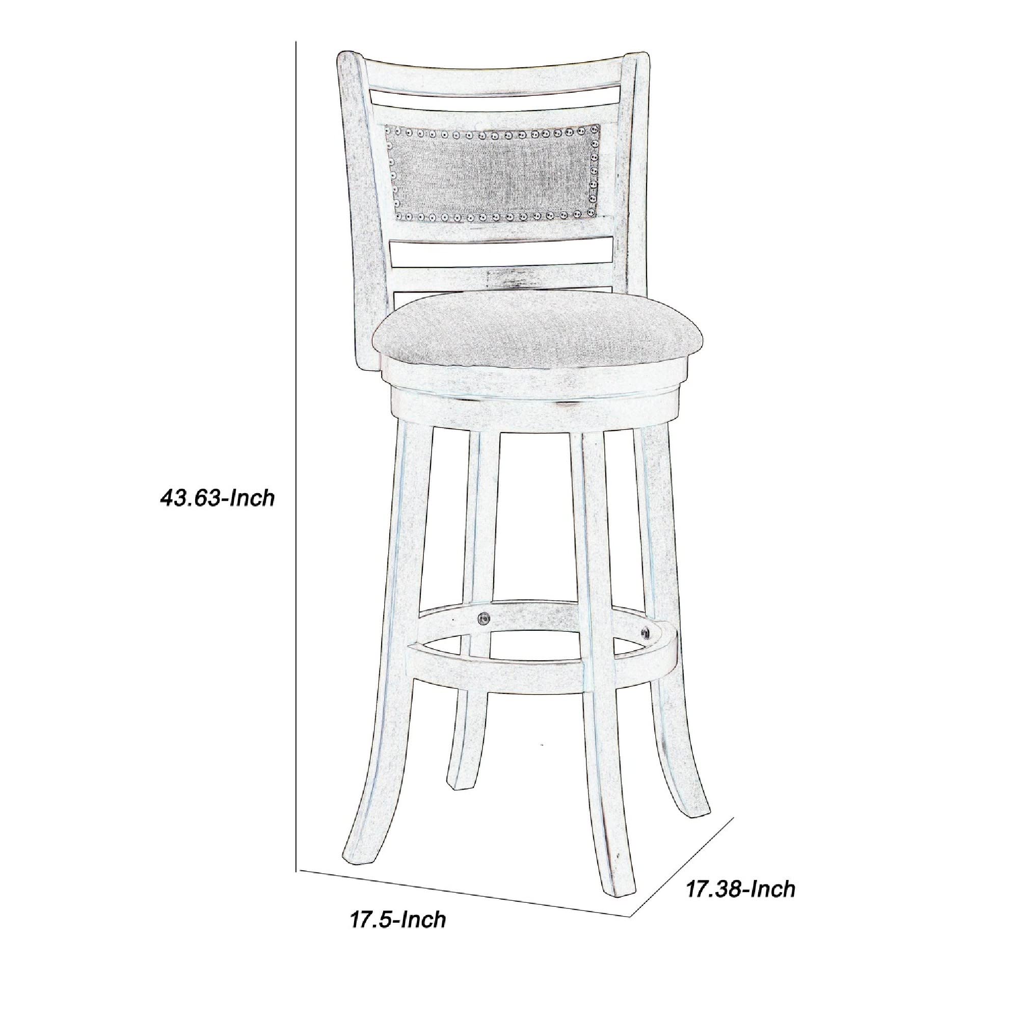 Benjara Curved Swivel Bar Stool with Fabric Padded Seat - Brown & Beige Counter Height Stool for Kitchen Island, Breakfast Bar & Home Decor