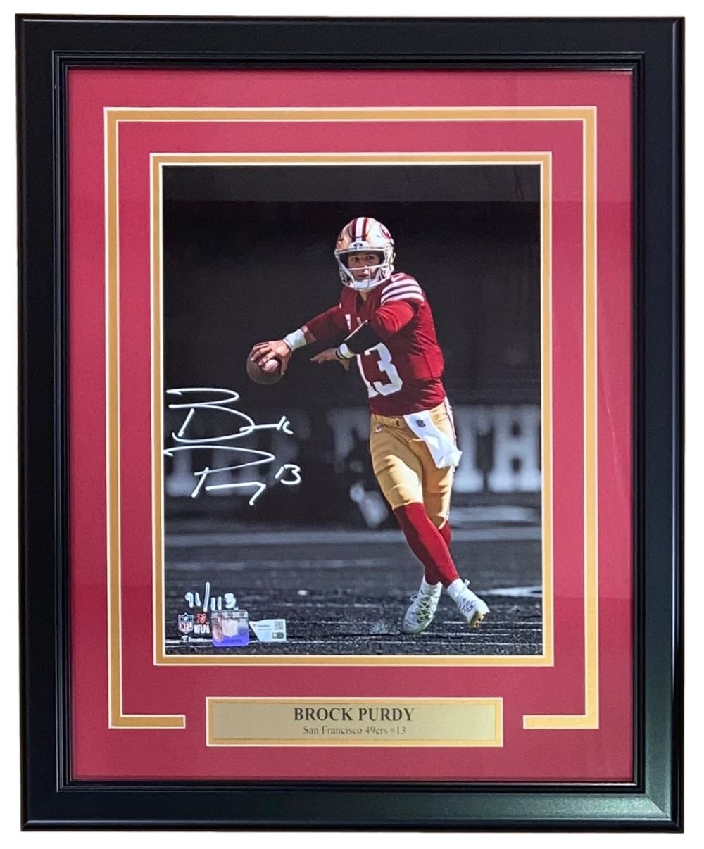 Brock Purdy Autographed 11x14 Framed Photo - San Francisco 49ers Memorabilia - Perfect for Football Fans, Man Cave Decor & Sports Collectibles