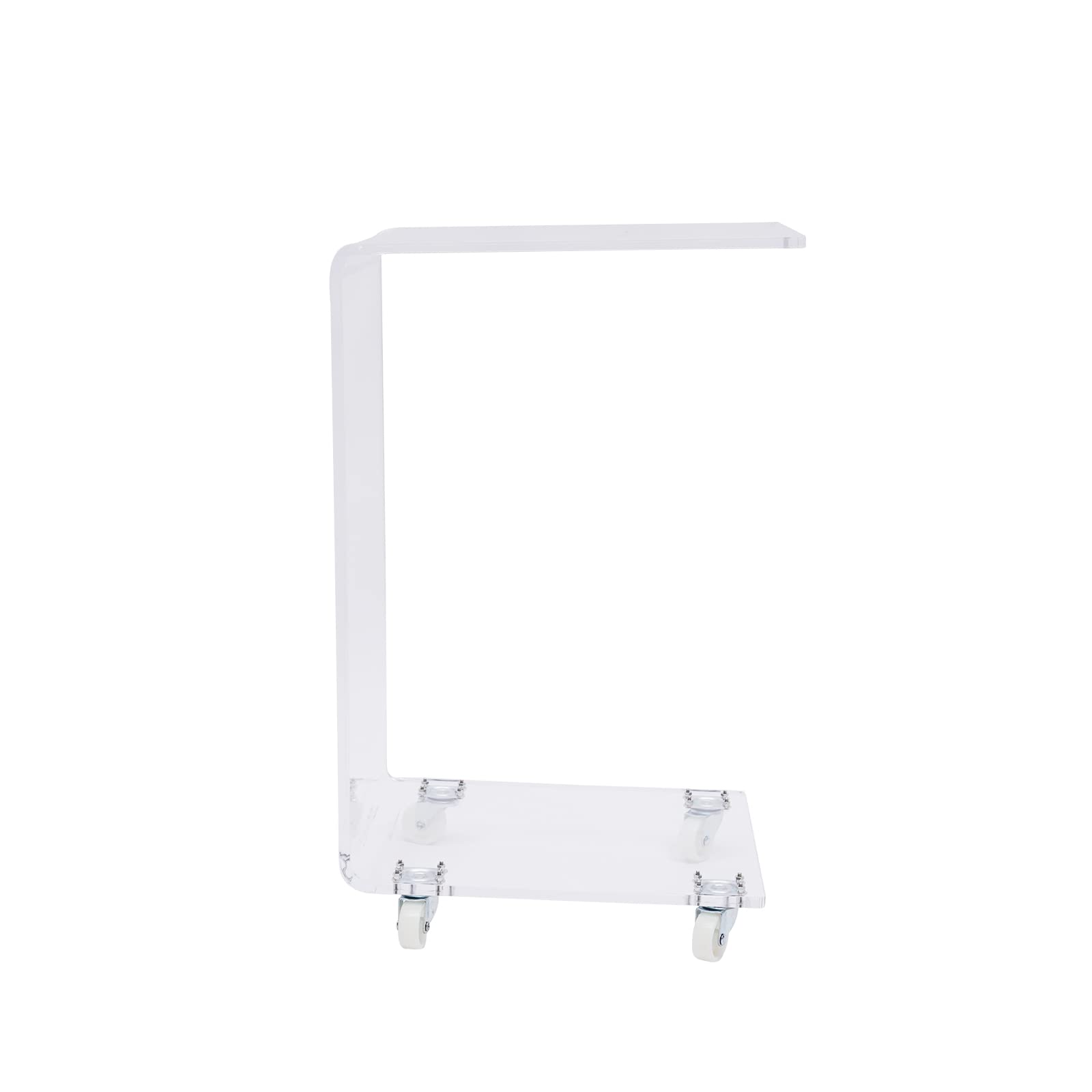 Acrylic C-Shaped End Table with Wheels - Modern Side Table for Sofa, Bed, or Office - Portable Snack Table, Coffee Tray Desk & Laptop Holder - Perfect for Living Room, Bedroom, or Small Space Workstation