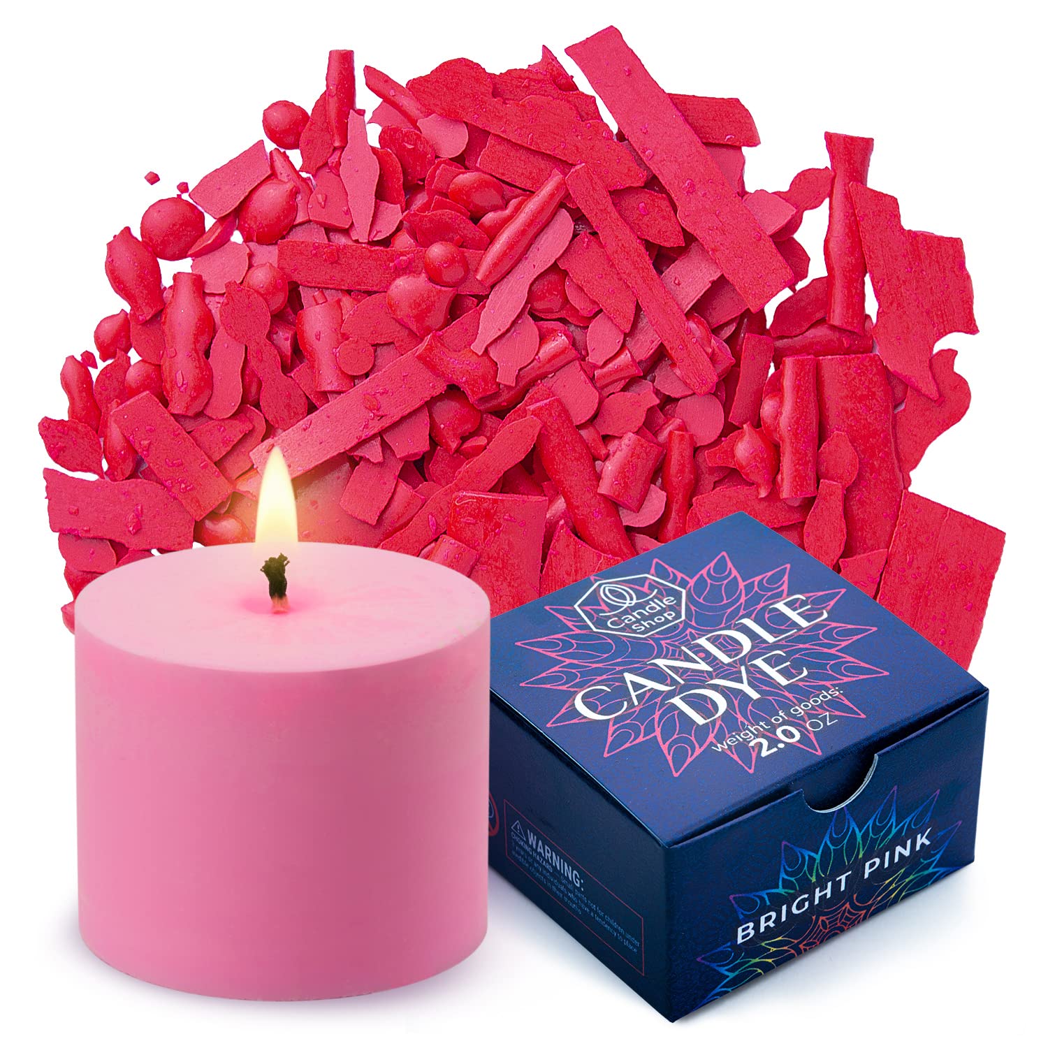Bright Pink 2 oz Candle Wax Dye Chips - Premium Candle Making Supplies for DIY Soy, Beeswax & Paraffin Candles - Perfect for Home Decor, Gifts & Aromatherapy