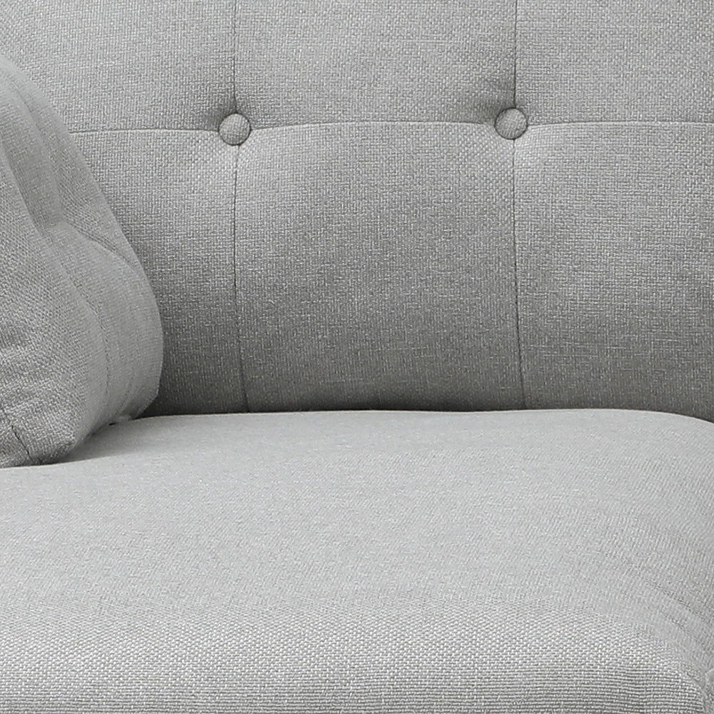 HAVANA 3-Seater Sofa with Right Chaise in Light Grey & Black - Modern Living Room Furniture for Small Spaces & Apartments