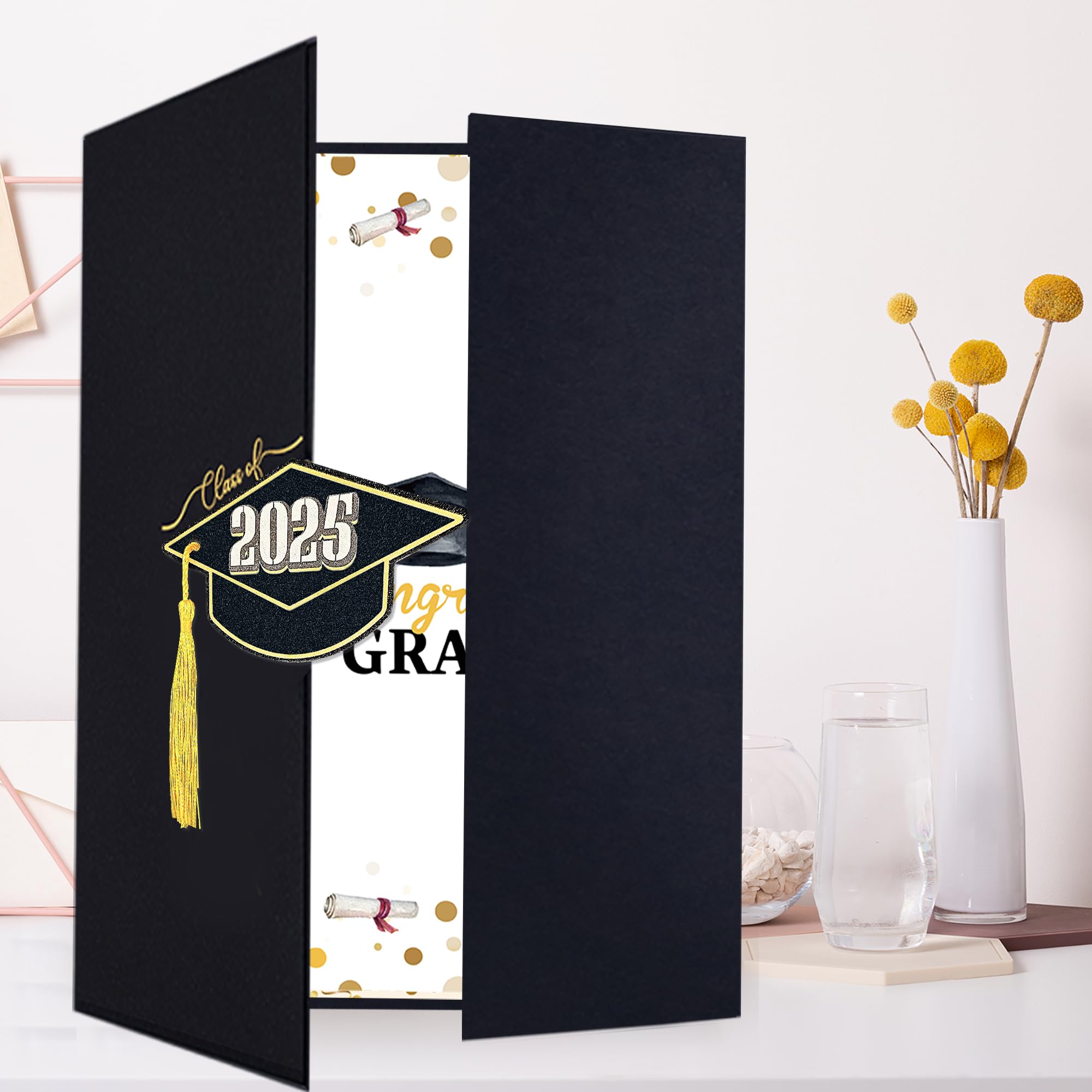 Black Gold Class of 2025 Graduation Party Decorations - Alternative Signature Guest Book & Signing Card Board - Perfect for Graduation Gifts & Celebration Decor (Graduation Party, Senior Year Memories, Commencement Ceremony)
