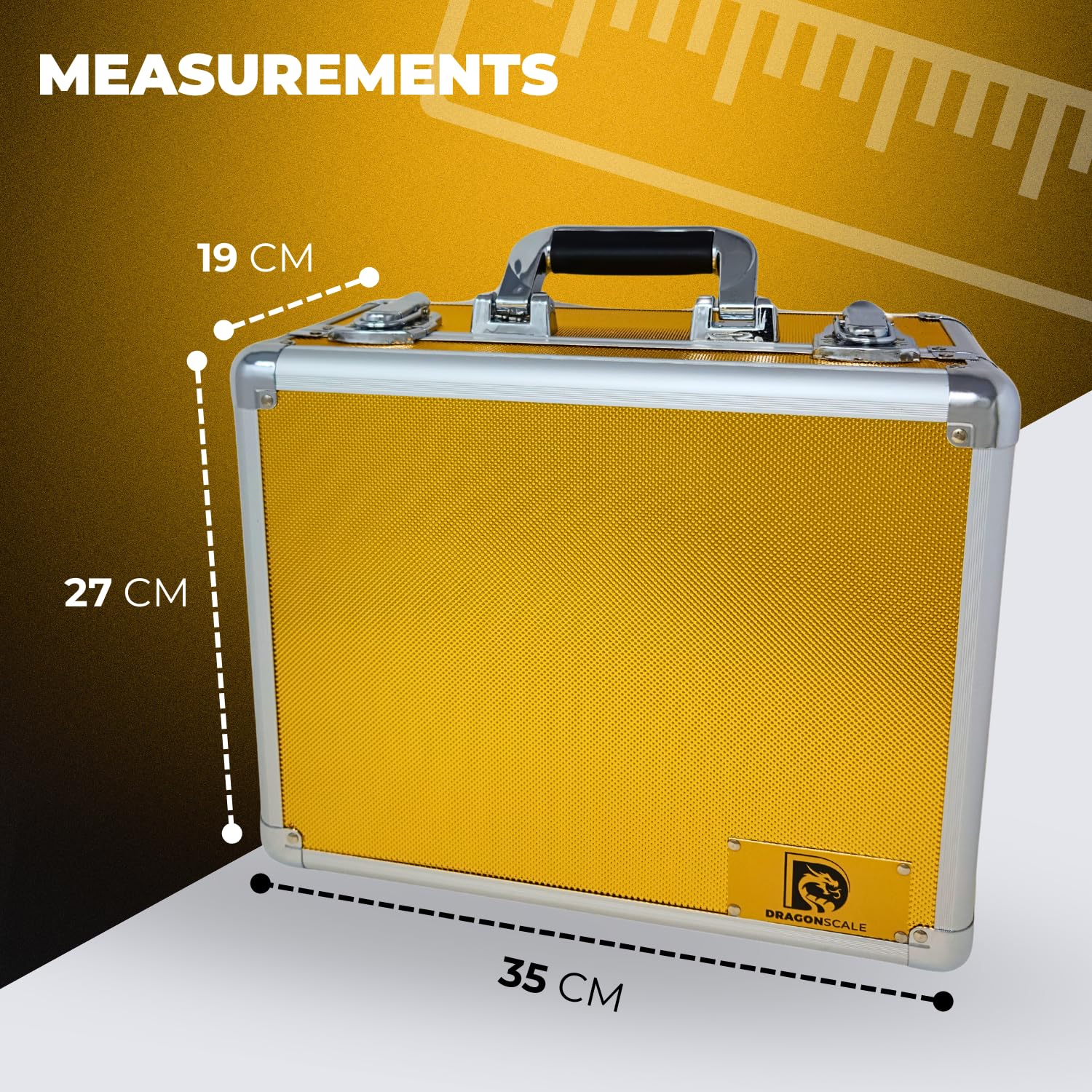 DRAGONSCALE XL-99 Compact Metal Slab Case for PSA BGS CGC Graded Cards | Durable Aluminum Storage Case for Sports & Trading Card Collectors | Protective Display Box for Card Grading Slabs (Gold) - Perfect for Home Display, Card Shows & Secure Storage