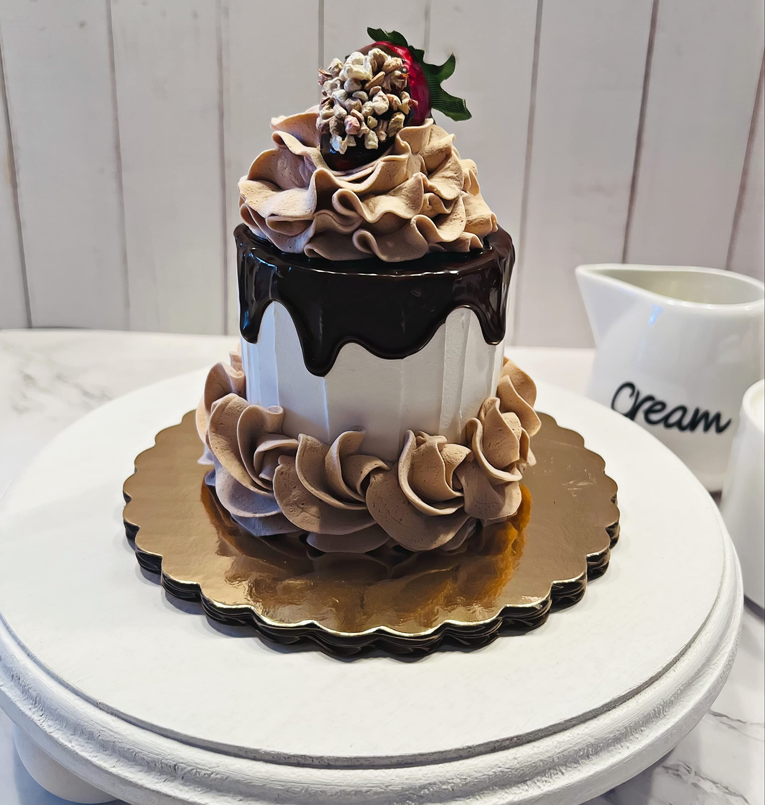 Realistic Fake Mini Cake - Artificial Cake Decor for Display - Fake Cupcakes & Chocolate Drizzle Cake - Lifelike Fake Food for Bakery Showcase, Dessert Displays & Home Decor