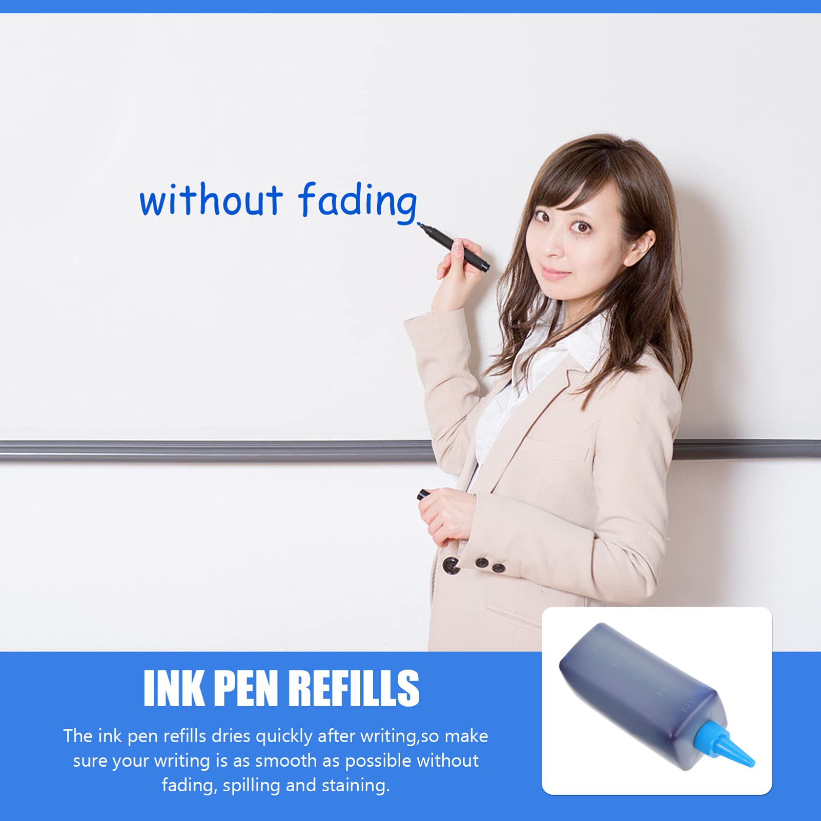 TOYANDONA Blue Whiteboard Marker Refill Ink - 500ML Bottle for Blackboard & Office Supplies - Ideal for Teachers, Students & Office Use