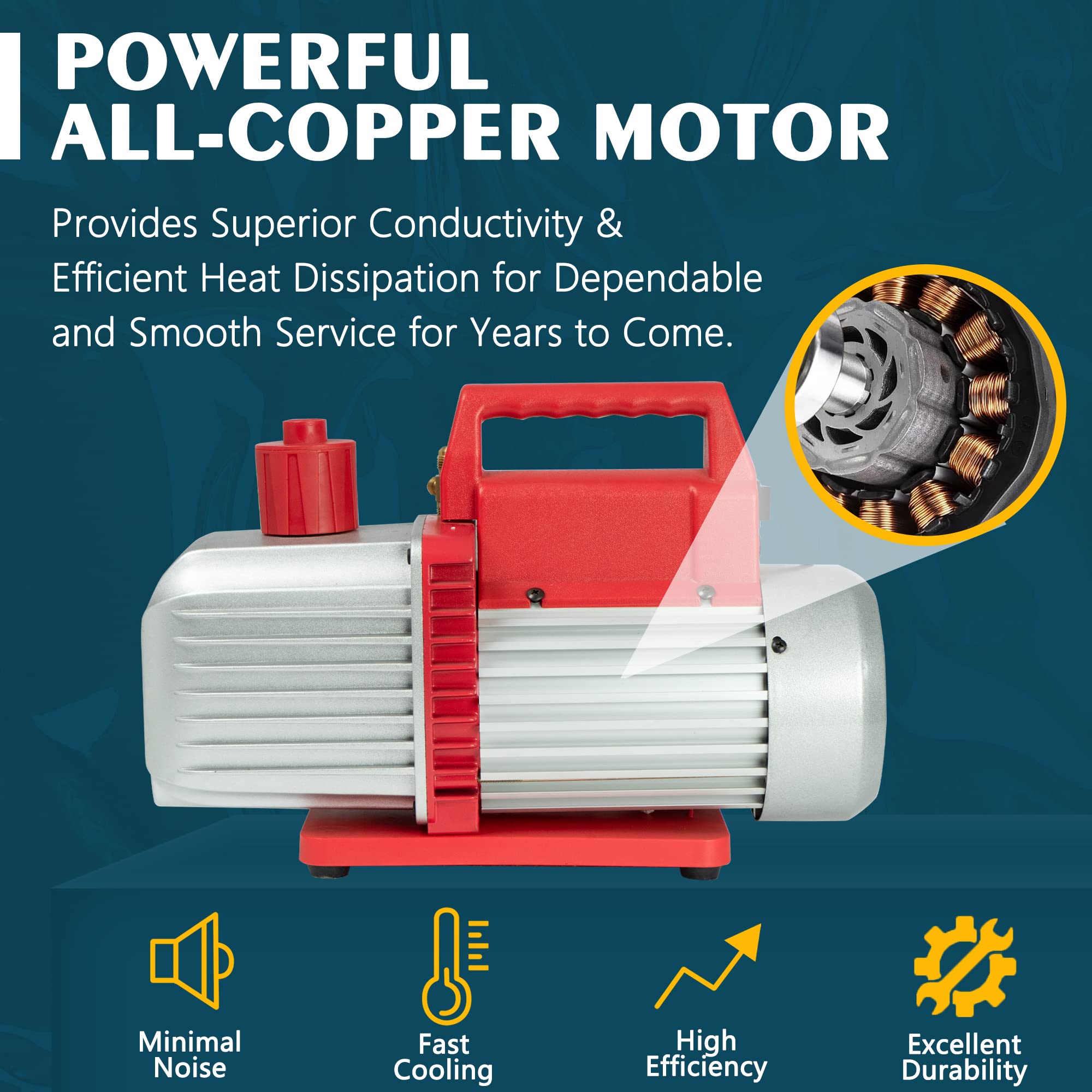 3.5CFM Single-Stage HVAC Vacuum Pump for AC Repair & Car AC Service - Professional HVAC Vacuum Pump Kit with Recovery Machine - Perfect for AC Maintenance, Refrigerant Recovery & Automotive HVAC Systems (TA350)