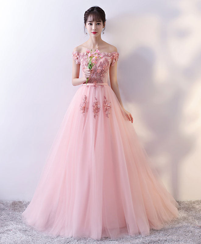 Elegant Pink Tulle Lace Long Prom Dress for Women - Vintage Lace Evening Gown for Formal Events, Homecoming, Wedding Guest & Special Occasions