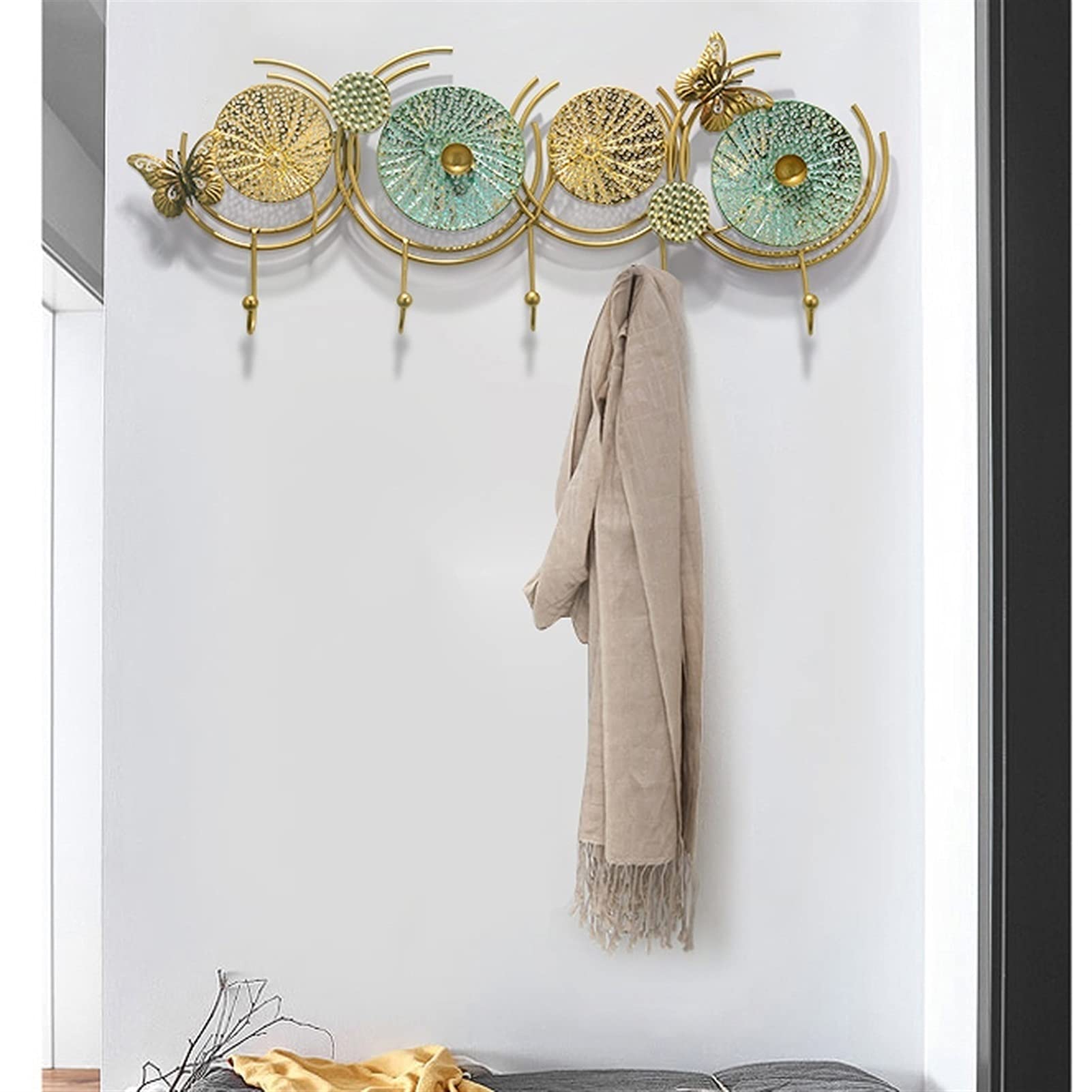 Modern Wall-Mounted Coat Rack with Hooks - Space Saving Behind The Door Clothes Hanger, Iron Coat Hooks for Jackets, Hats & Accessories - Perfect for Entryway, Bedroom & Closet Organization
