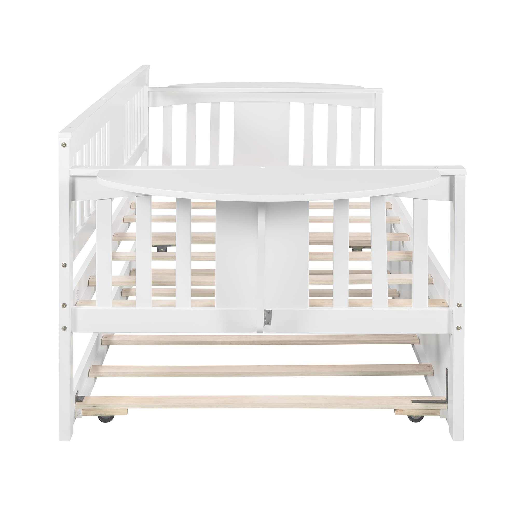 Harper & Bright Designs Twin Size Daybed with Trundle - Convertible Wooden Sofa Bed for Bedroom, Living Room & Guest Room - Sturdy Wood Platform Bed Frame for Kids, Teens & Sleepovers (White) - Perfect for Small Spaces, Dorm Rooms & Multi-Purpose Furniture Needs