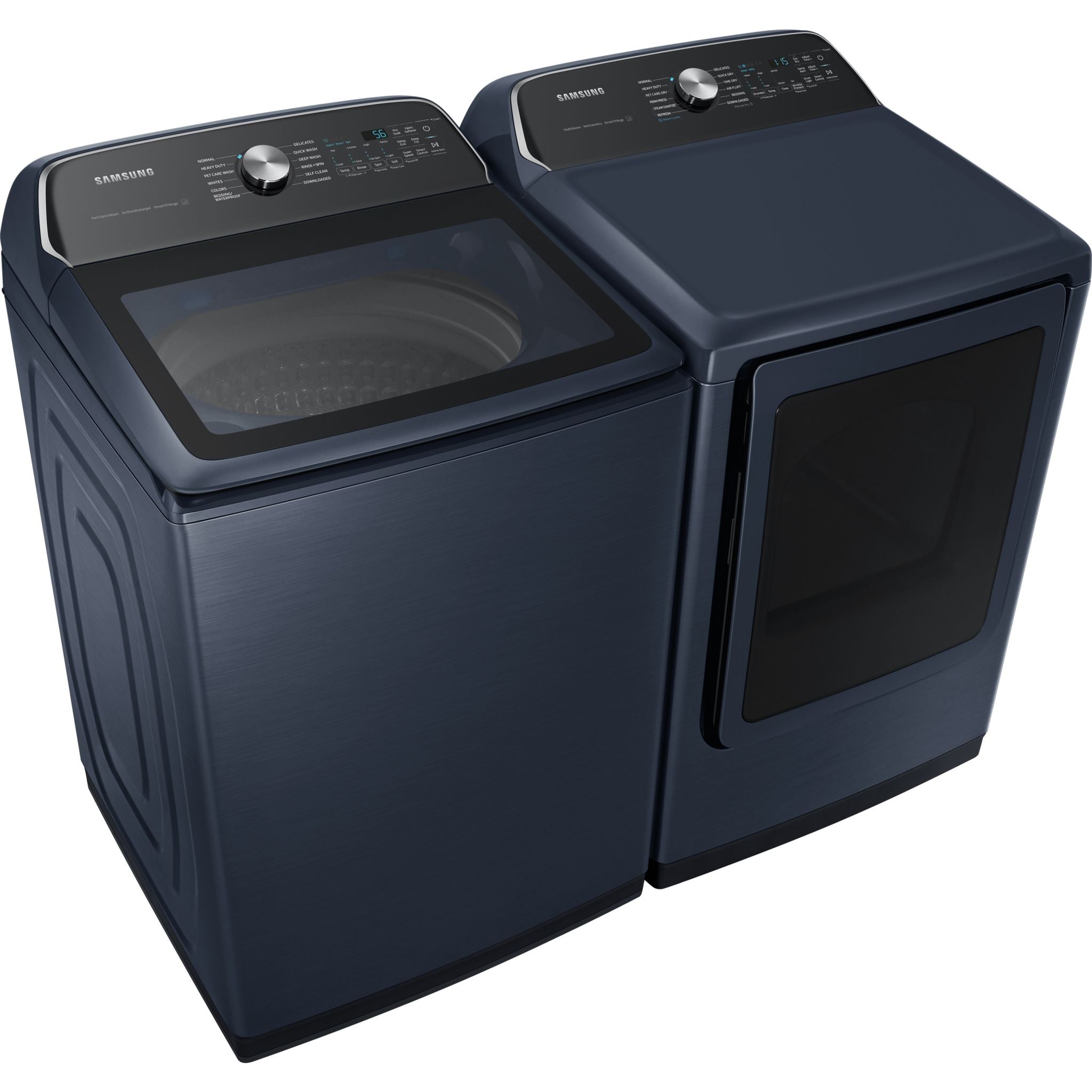 Samsung WA53CG7155ADA4 & DVE54CG7155DAC Top Load Washer and Dryer Set in Blue - Perfect for Laundry Rooms, Apartments, and Energy-Efficient Homes
