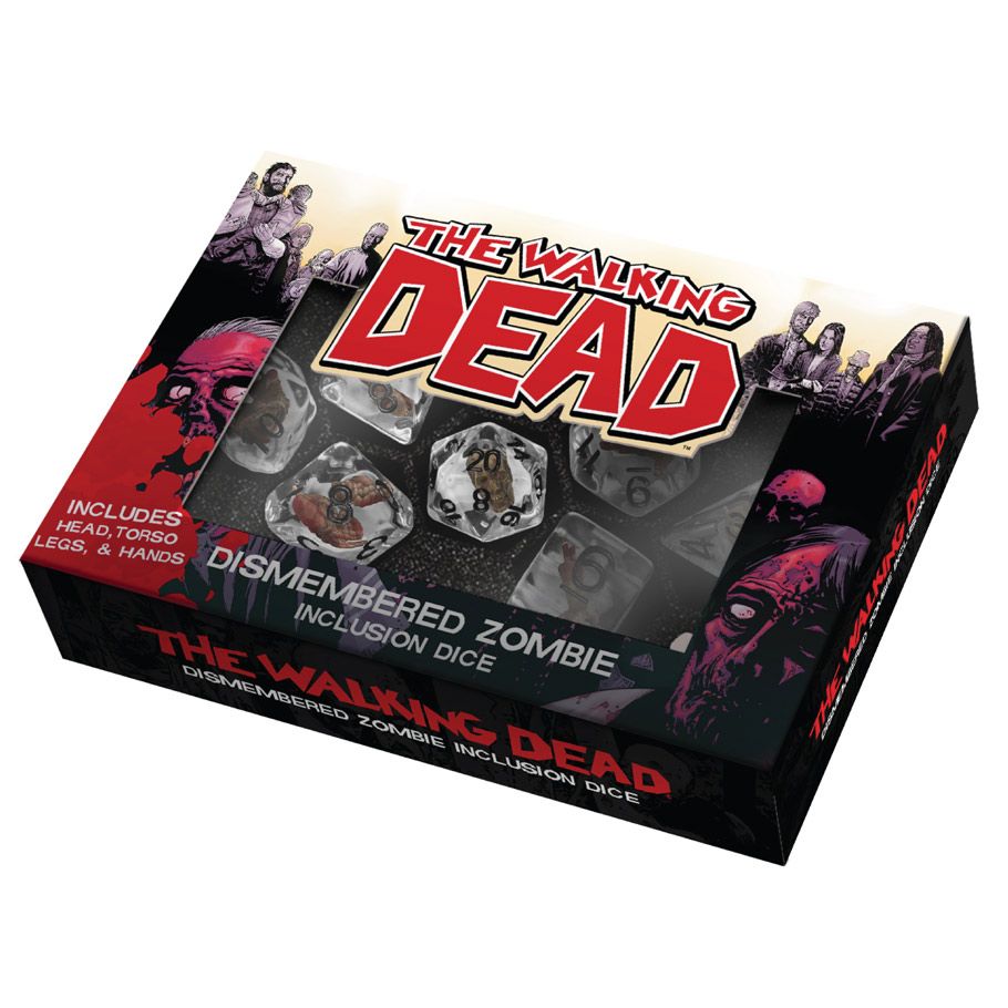 7ct Walking Dead Dismembered Zombie Dice Set - Horror Tabletop RPG Game Accessories for Zombie Apocalypse Themed Board Games & D&D Night