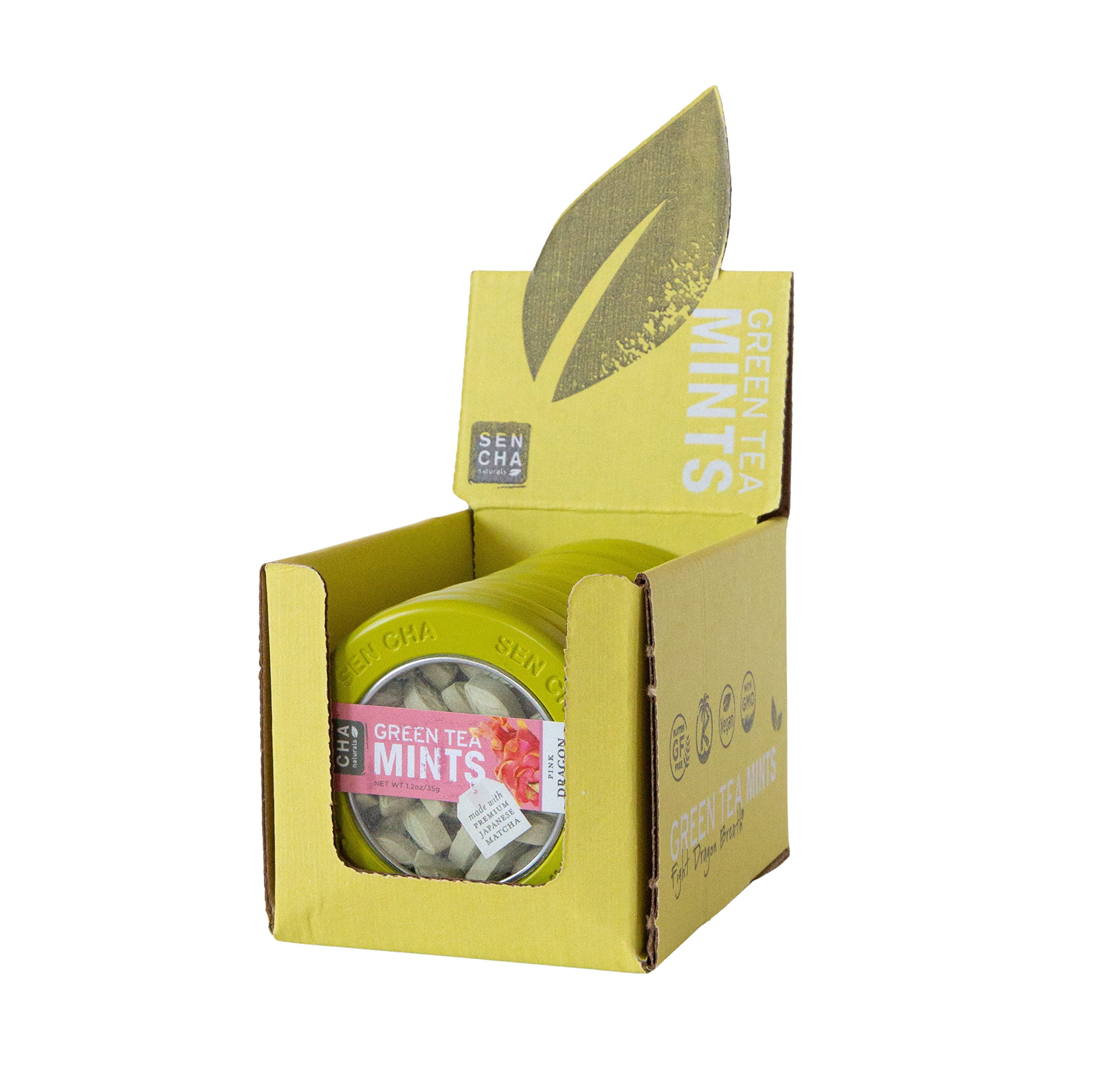 SEN CHA Naturals Green Tea Mints - Pink Dragonfruit Flavor, 1.2oz (Pack of 6) | Refreshing Breath Mints with Antioxidants | Perfect for Travel, Office & After Meals