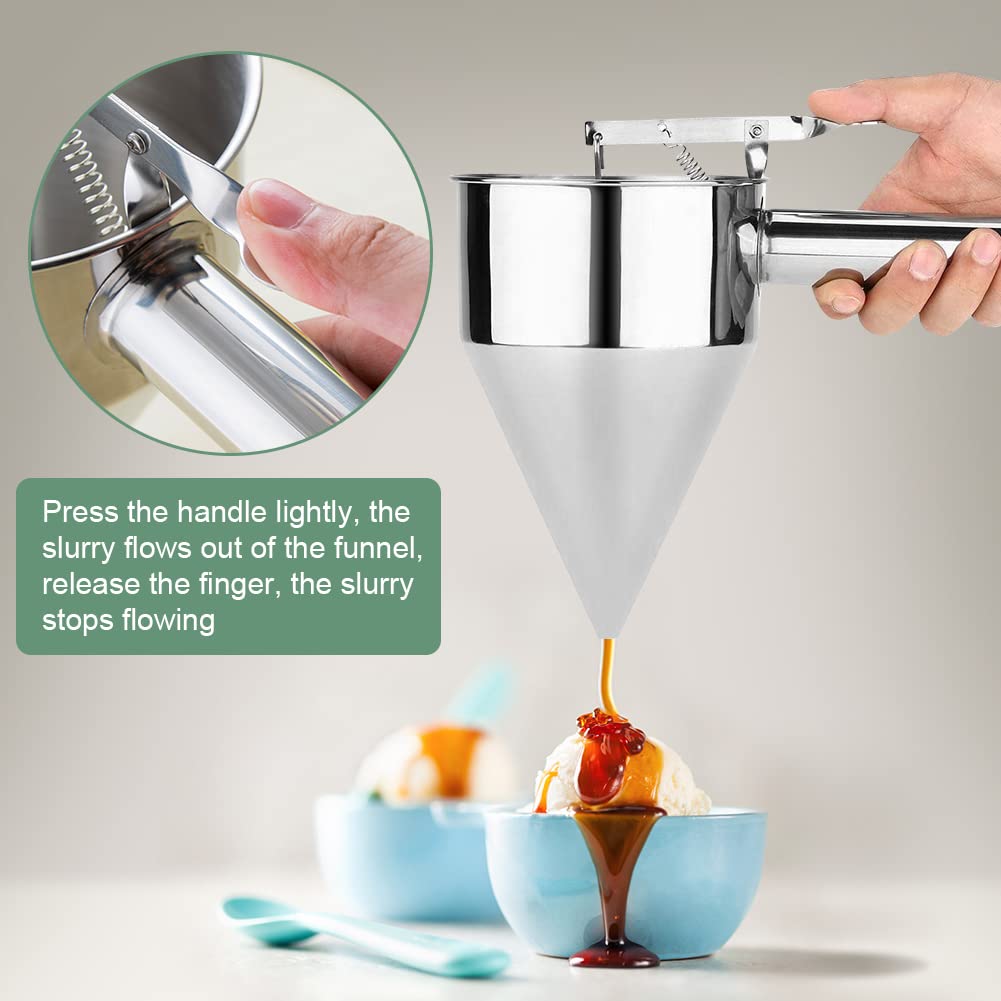 Premium Stainless Steel Conical Funnel - Kitchen Cooking Syrup Batter Dispenser for Baking, Cake Decorating, Desserts & Whipped Cream - Durable Shelf-Stable Funnel for Home & Professional Use