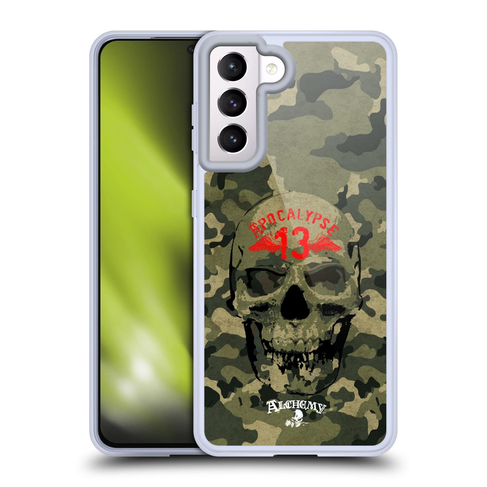 Alchemy Gothic Camo Skull Soft Gel Case for Samsung Galaxy S21 5G - Officially Licensed by Head Case Designs, Perfect for Outdoor Adventures and Gothic Style Enthusiasts