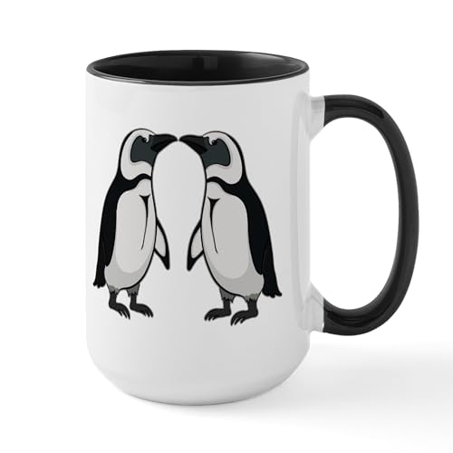 White/Black Inside - Penguin Kiss Large Mug