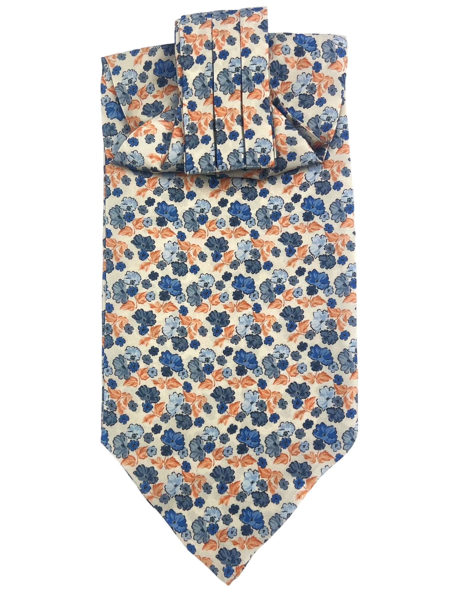 DÉCLIC Asti Floral Ascot Tie - Elegant White Silk Necktie for Weddings, Parties & Formal Events