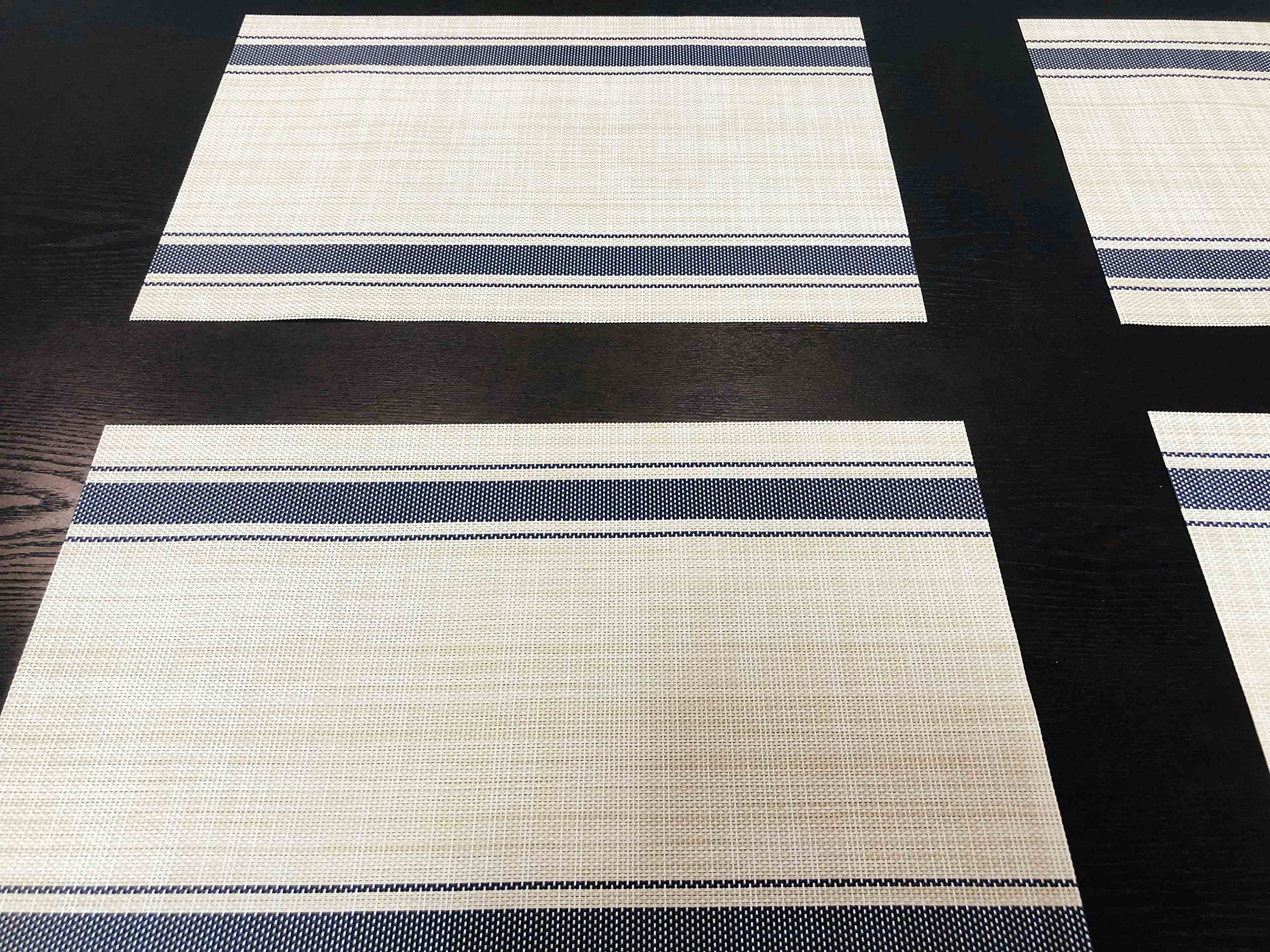 8-Piece Washable PVC Vinyl Placemats Set - Non-Slip Heat Resistant Table Mats for Kitchen & Dining Room - Blue Tableware Accessories - Perfect for Everyday Meals, Dinner Parties and Holiday Gatherings
