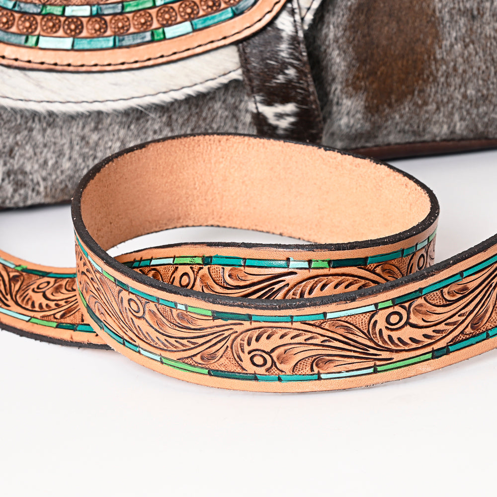 ADBGA335 American Darling Genuine Leather Women's Western Handbag - Hand Tooled Hair-On Cowhide Purse for Casual Outings & Country Events