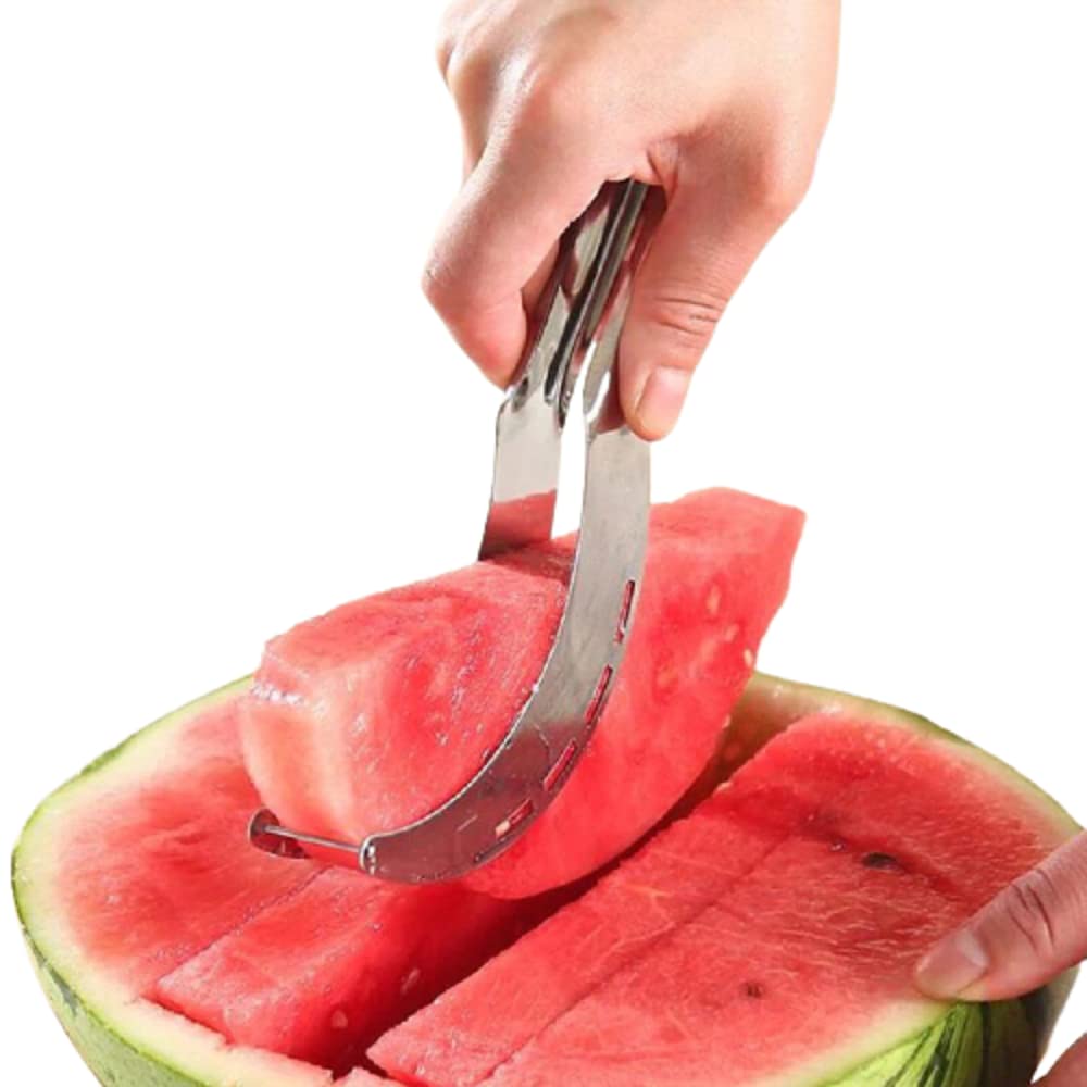 Premium Stainless Steel Watermelon Slicer & Corer - Sharp Kitchen Knife for Cutting Fruits & Vegetables - Perfect for Summer BBQs, Picnics, and Family Gatherings