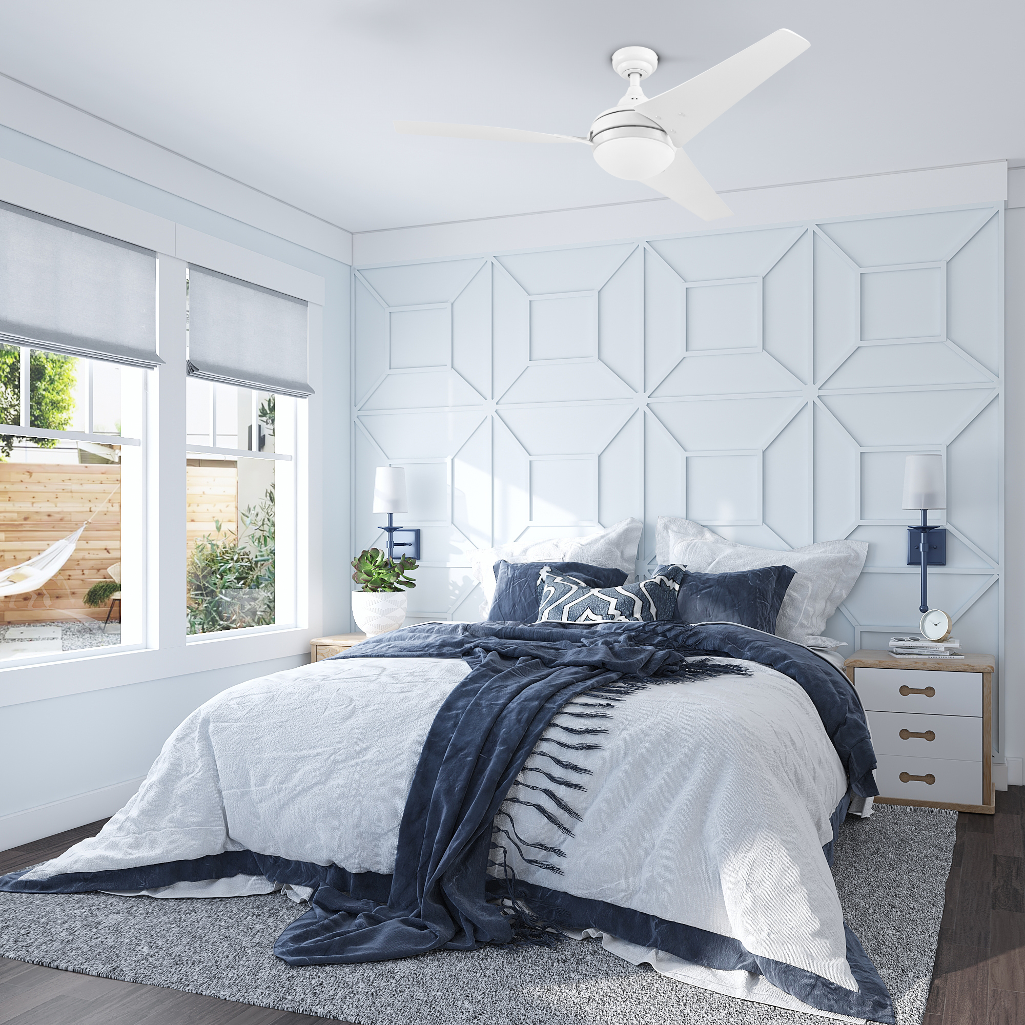 52 Inch White Maxon Ceiling Fan with Remote Control - Perfect for Living Room, Bedroom, and Outdoor Patio Cooling