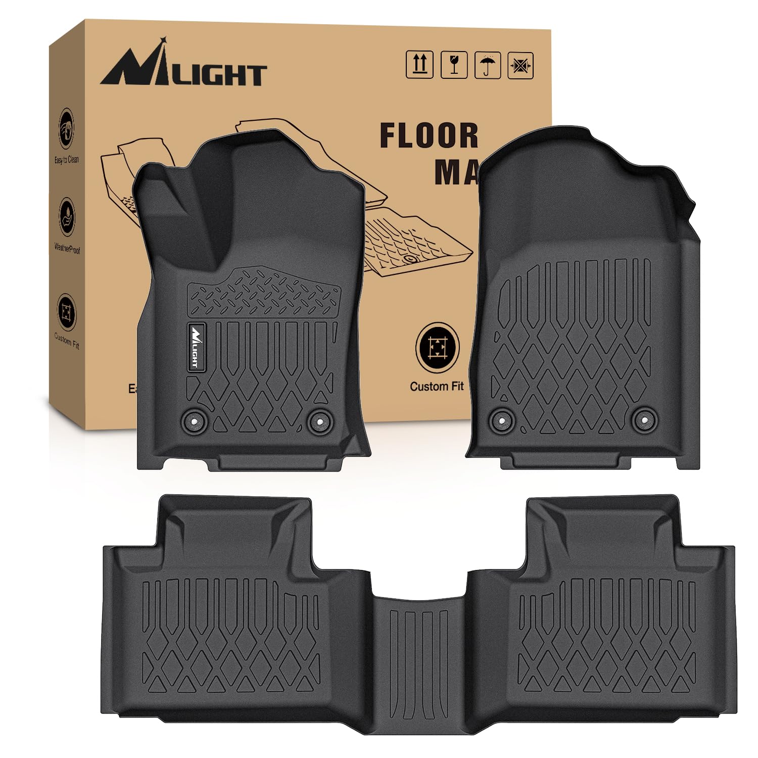 Nilight Custom Fit All-Weather Heavy Duty TPE Floor Mats for Dodge Durango & Jeep Grand Cherokee (2016-2023) - Durable Car Floor Liners for Off-Road, Daily Commute and Family Road Trips