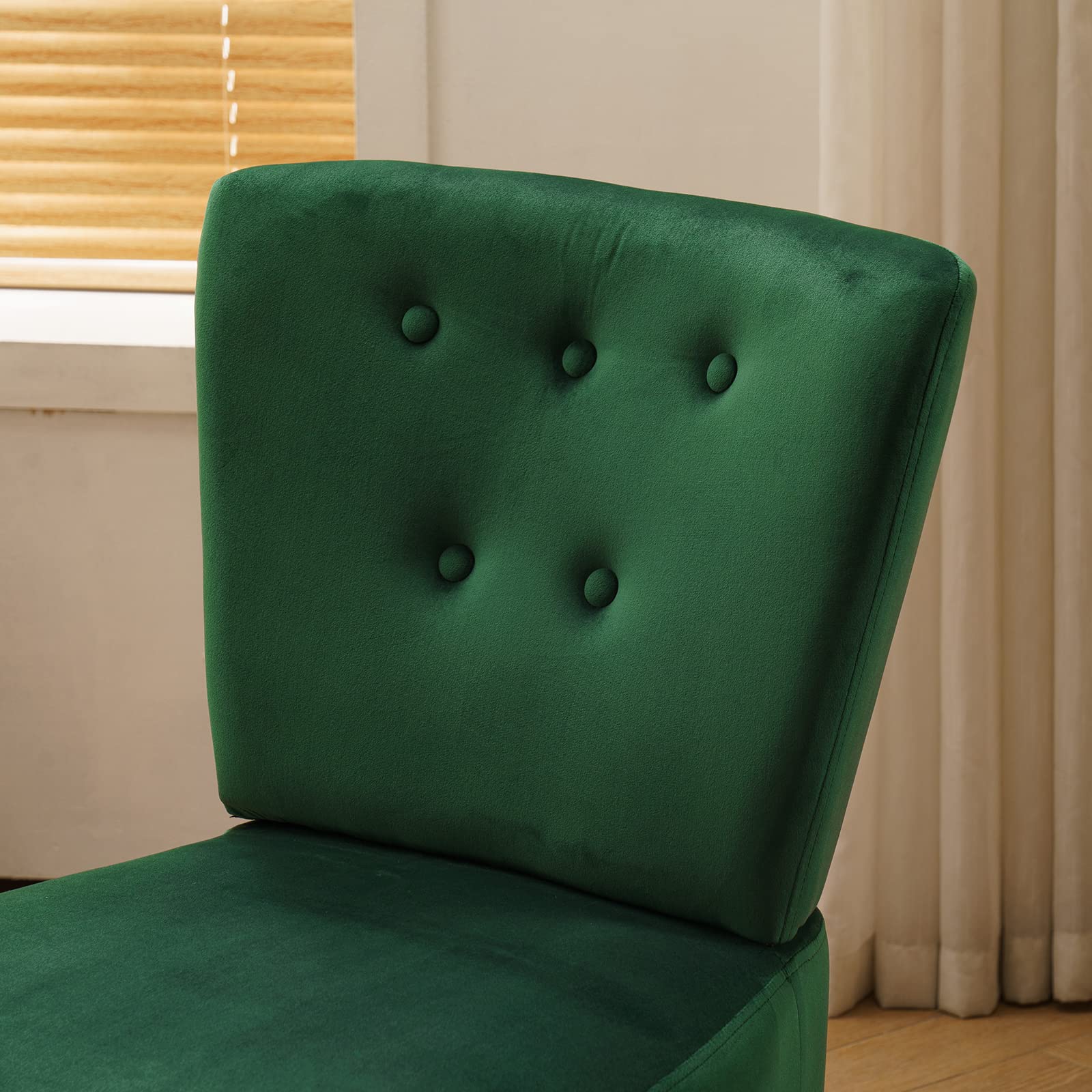 Yoluckea Modern Velvet Armless Accent Chair - Contemporary Upholstered Slipper Chair for Bedroom, Living Room & Vanity - Plush Corner Side Chair for Relaxation & Home Decor