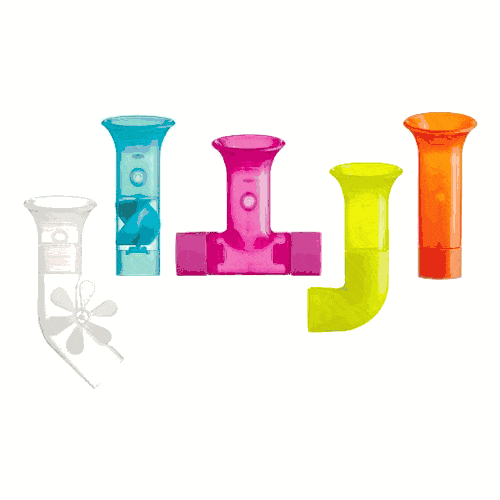 Boon Pipes Building Bath Toy Set of 5 - Fun Water Play Construction Tubes for Kids - Perfect for Bathtime, Pool & Outdoor Water Activities