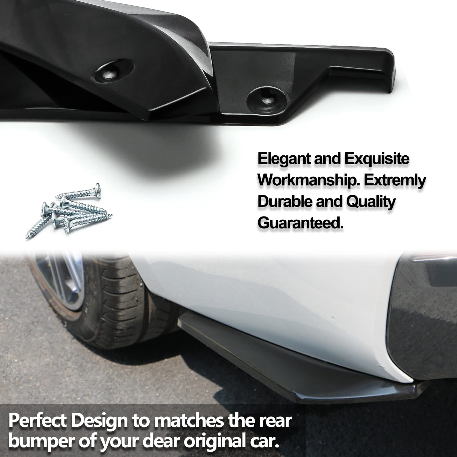 Xotic Tech Front Bumper Lip Spoiler + Side Skirt Splitter + Rear Bumper Lip Wrap Splitter Canard for Honda Civic Accord Acura Integra - Black | Car Body Kit for Enhanced Aerodynamics & Sporty Look | Perfect for Street Racing & Car Shows