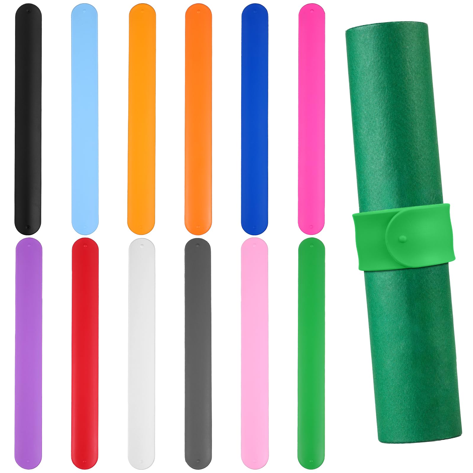 12 Pcs Silicone Paper Slap Bands - Reusable Wrapping Paper Roll Holder Clips for Gift Wrapping, Wedding, Graduation & Holidays (12 Colors) - Perfect for DIY Crafts, Party Decorations & Gift Packaging