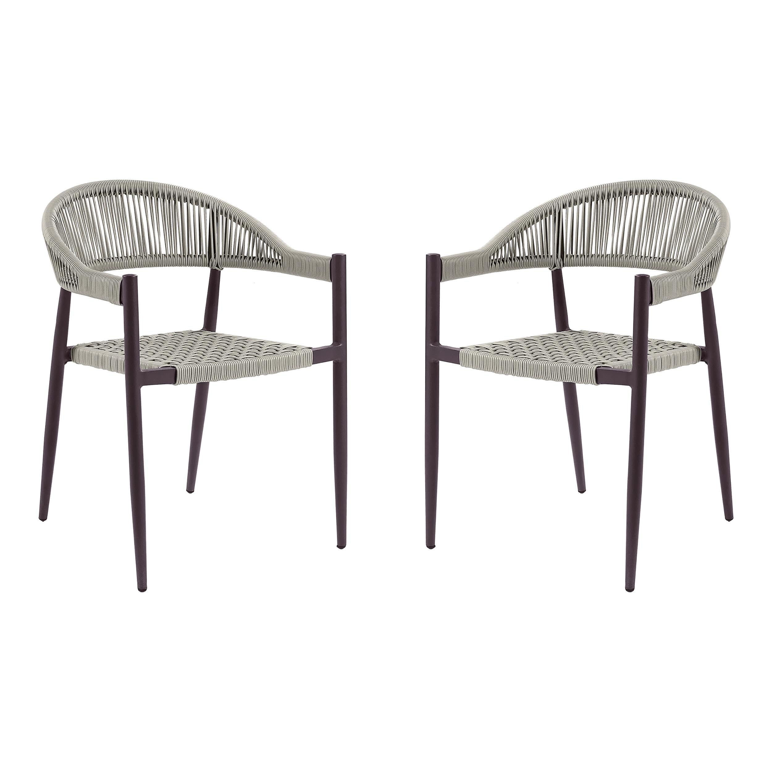 Furniture of America Clark Aluminum Outdoor Dining Chairs - Dark Brown Patio Furniture Set of 2 - Perfect for Backyard, Garden & Poolside Dining