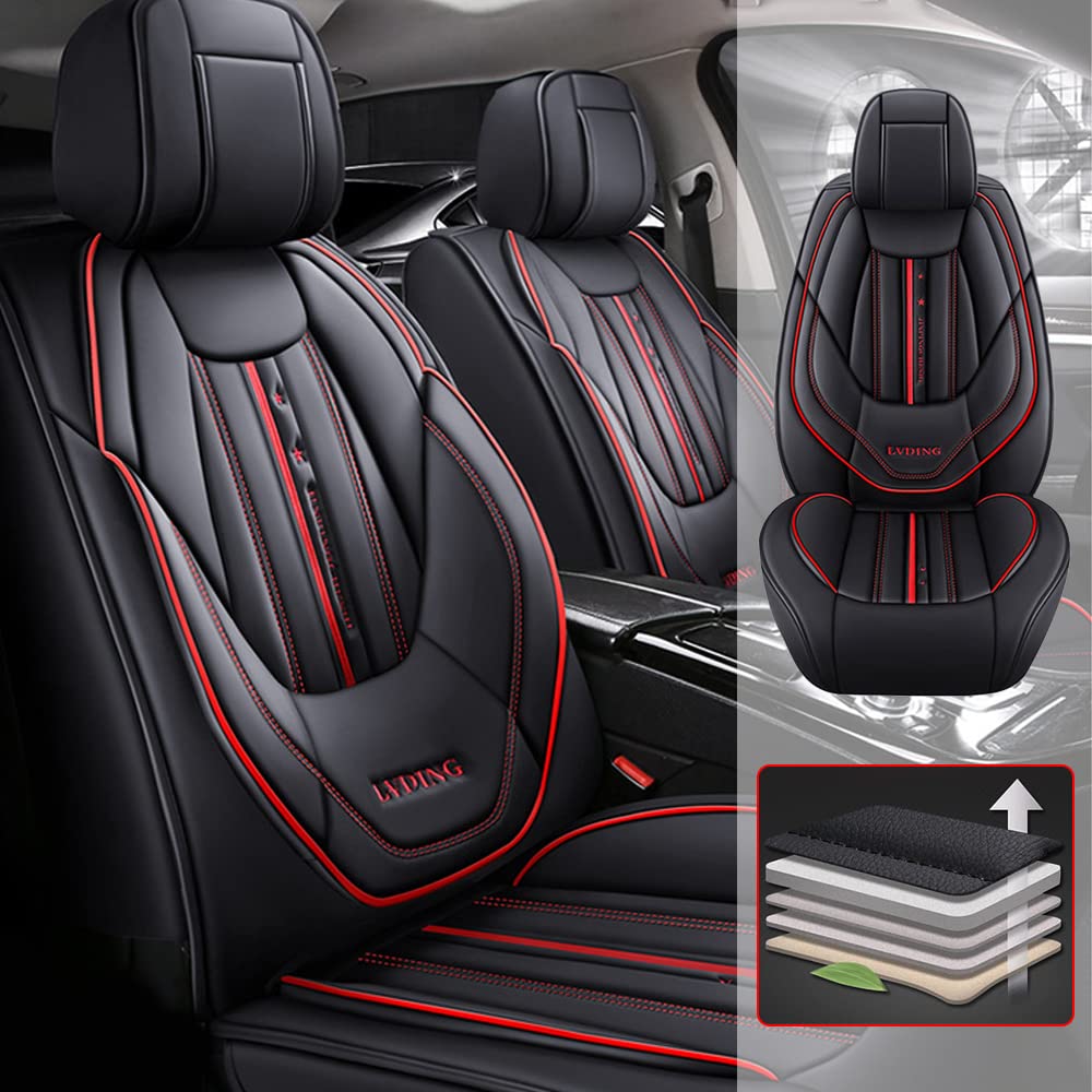 1996-2002 Pontiac Trans Am Leather Seat Covers - 5-Piece Full Set, Waterproof & Airbag Compatible - Black Car Seat Protectors for Comfort & Style | Perfect for Road Trips, Daily Commutes & Car Shows