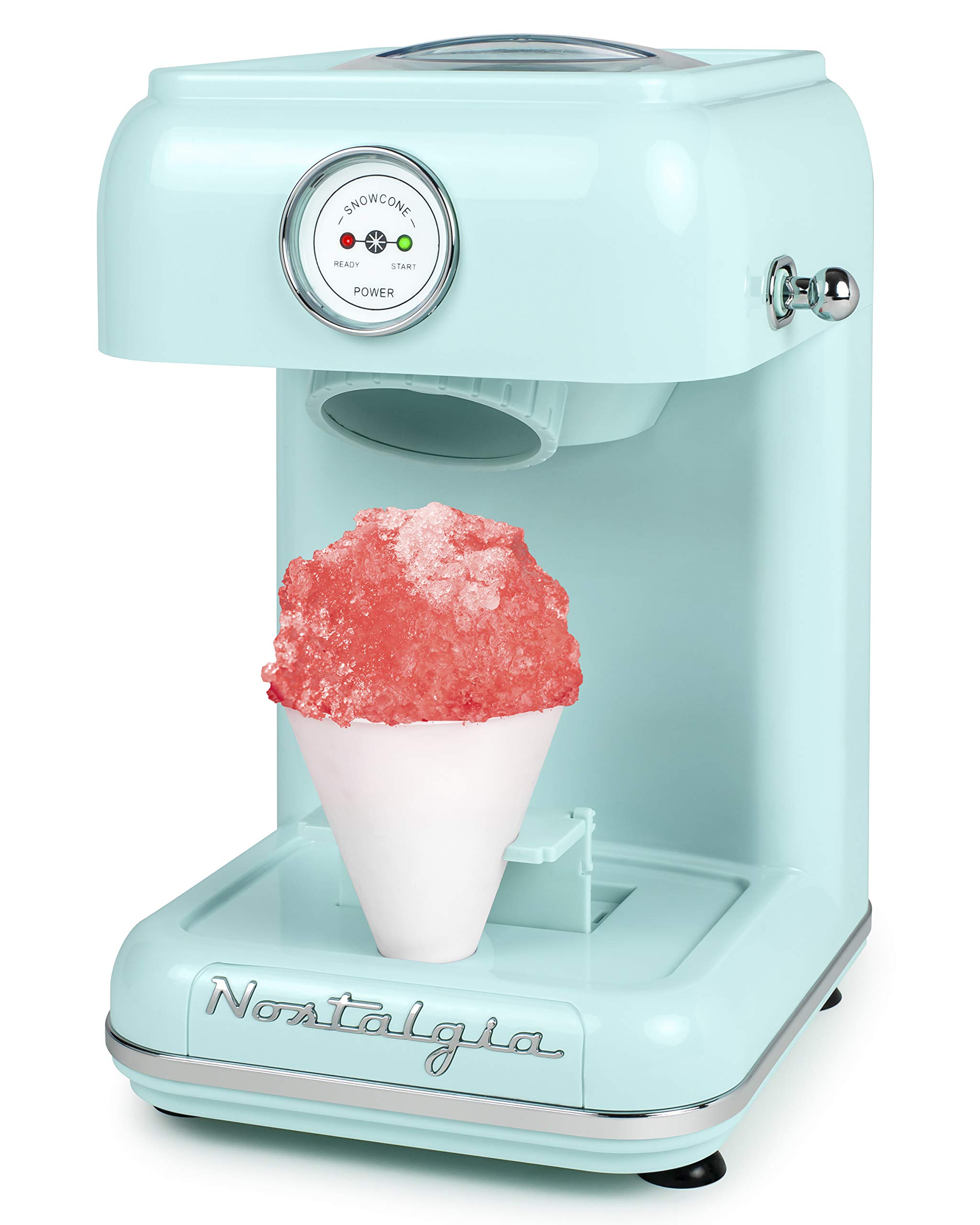 Nostalgia CLSC1AQ Classic Retro Single Countertop Snow Cone Machine with Reusable Plastic Cup & Stainless Steel Blades - Aqua Blue | Perfect for Summer Parties, Kids Treats, and Backyard Gatherings