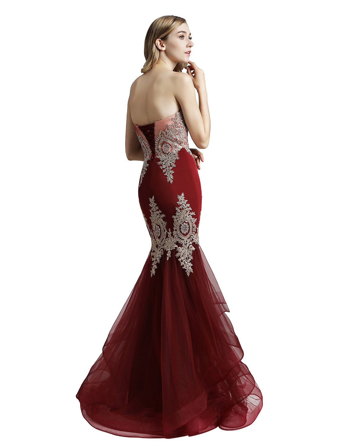 Sarahbridal Women's Formal Prom Dresses Long 2022 Sequin Applique Evening Ball Gowns - Elegant Homecoming, Wedding Guest & Black Tie Event Gowns