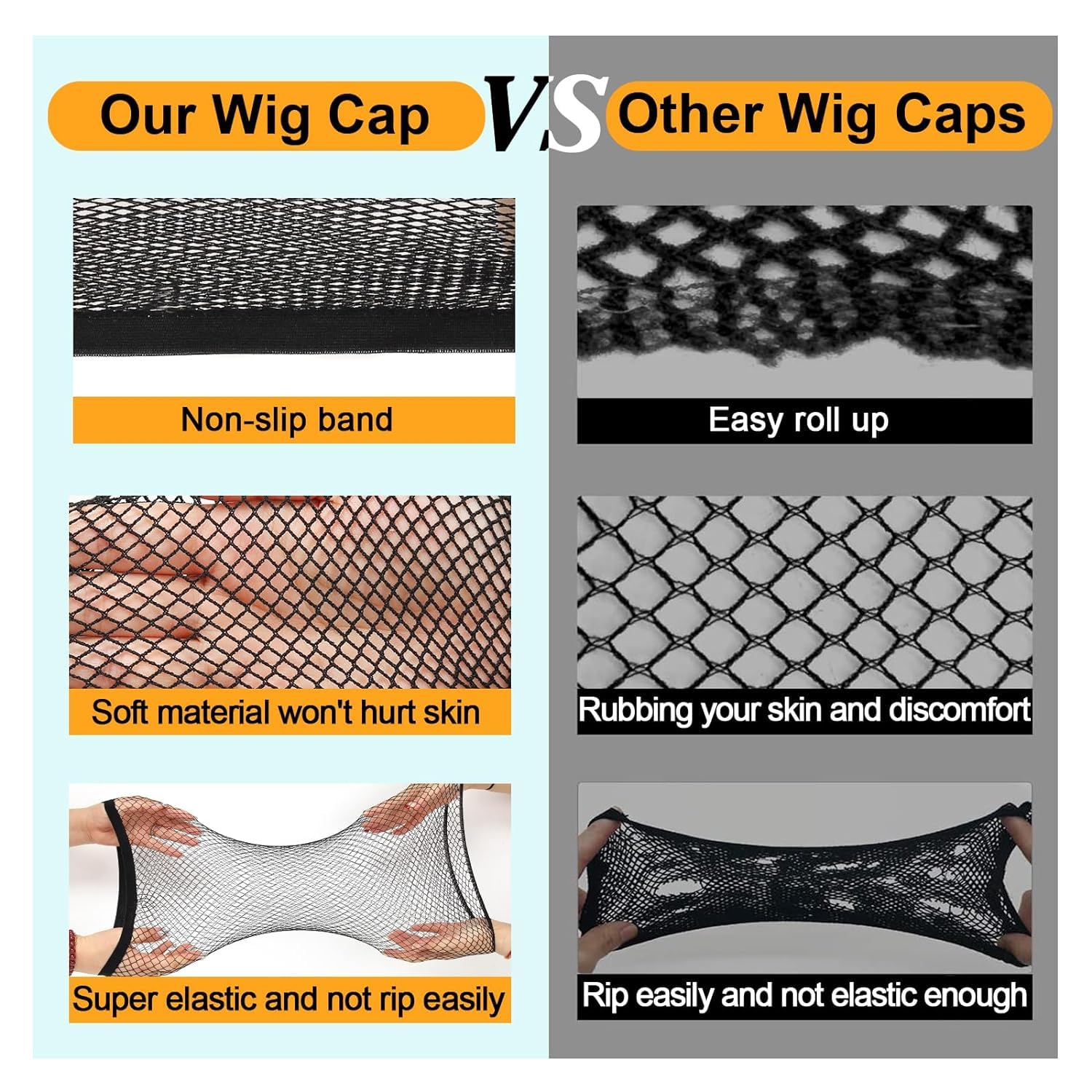 BAERFIT Women's Breathable Mesh Wig Cap for Long Hair - 2 Pack Black Fishnet Snood Hair Net for Weaving & Styling - Perfect for Wig Making, Cosplay, and Daily Hair Protection
