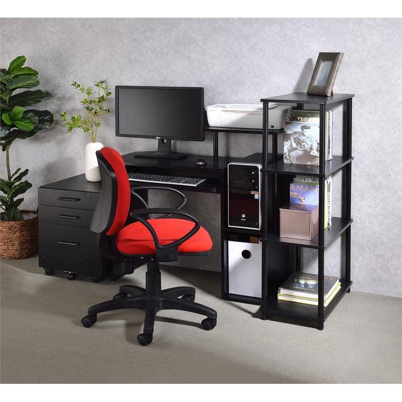 Acme Lyphre Black Wooden Rectangle Computer Desk with Keyboard Tray - Home Office Workstation for Study, Gaming & Remote Work