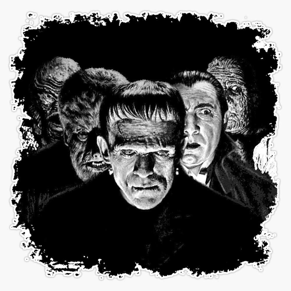Classic Monsters Black & White Pop! Vinyl Stickers - Waterproof Decals for Cars, Laptops, Walls, Windows & Bumpers (5 Inch) - Perfect for Halloween Decor, DIY Projects & Gift Giving